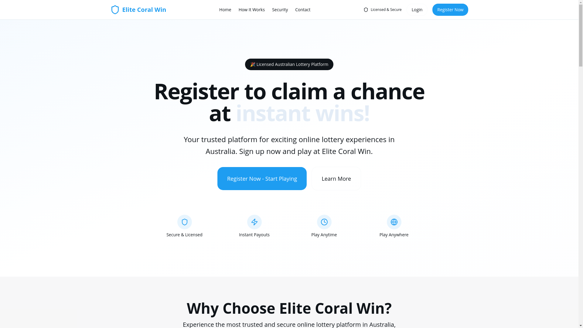 website screenshot of https://elitecoralwin.com/