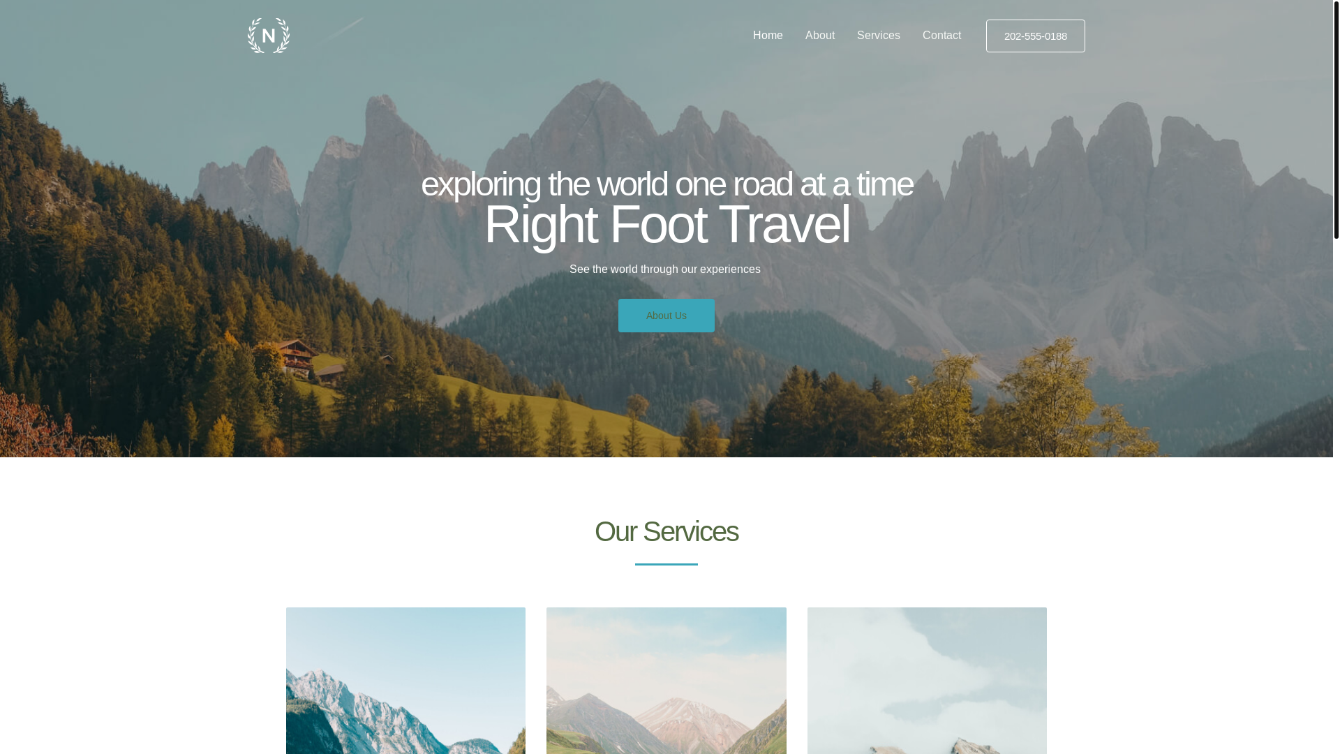 website screenshot of https://rightfoottravel.com/