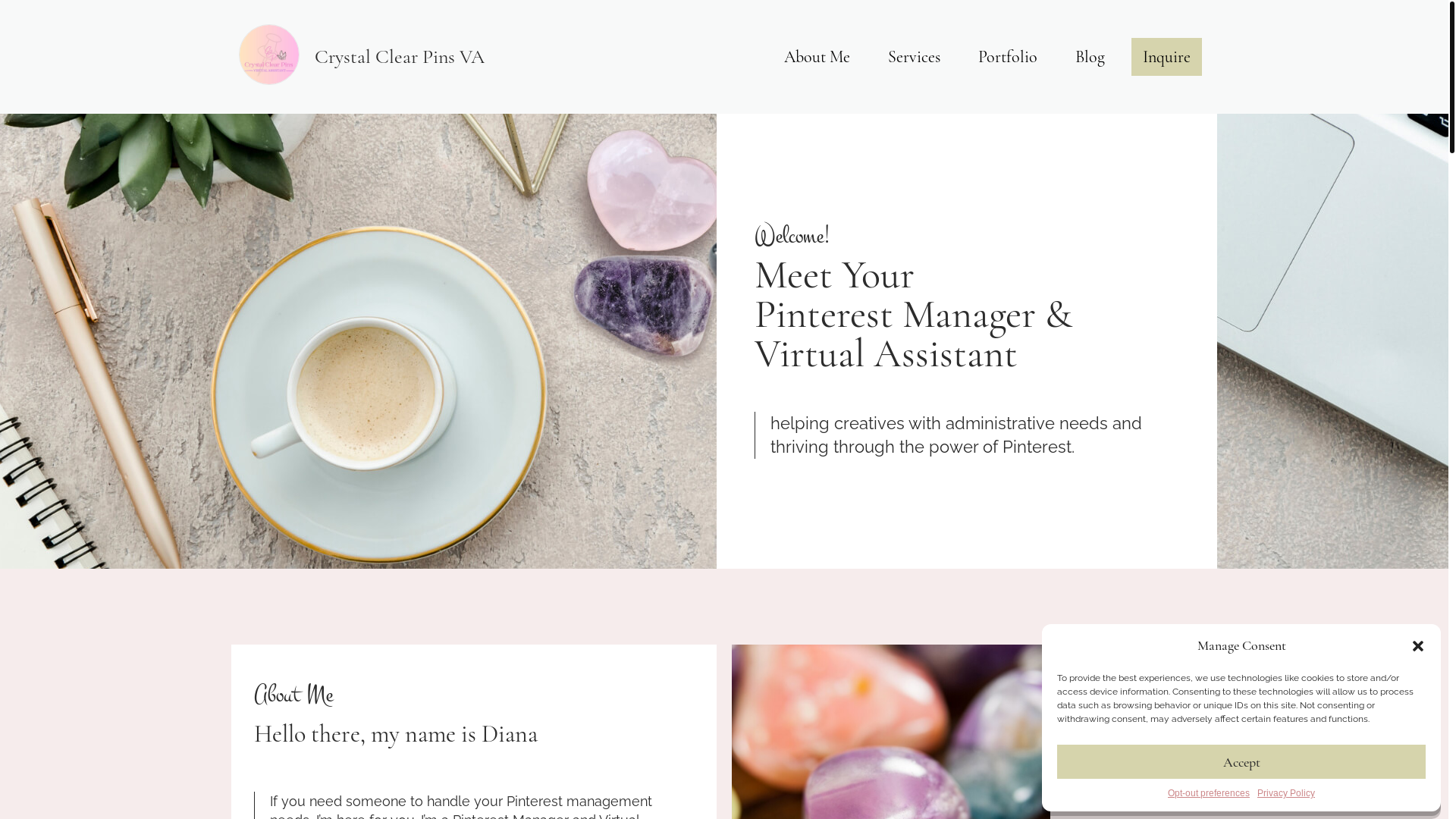website screenshot of https://crystalclearpins.com/