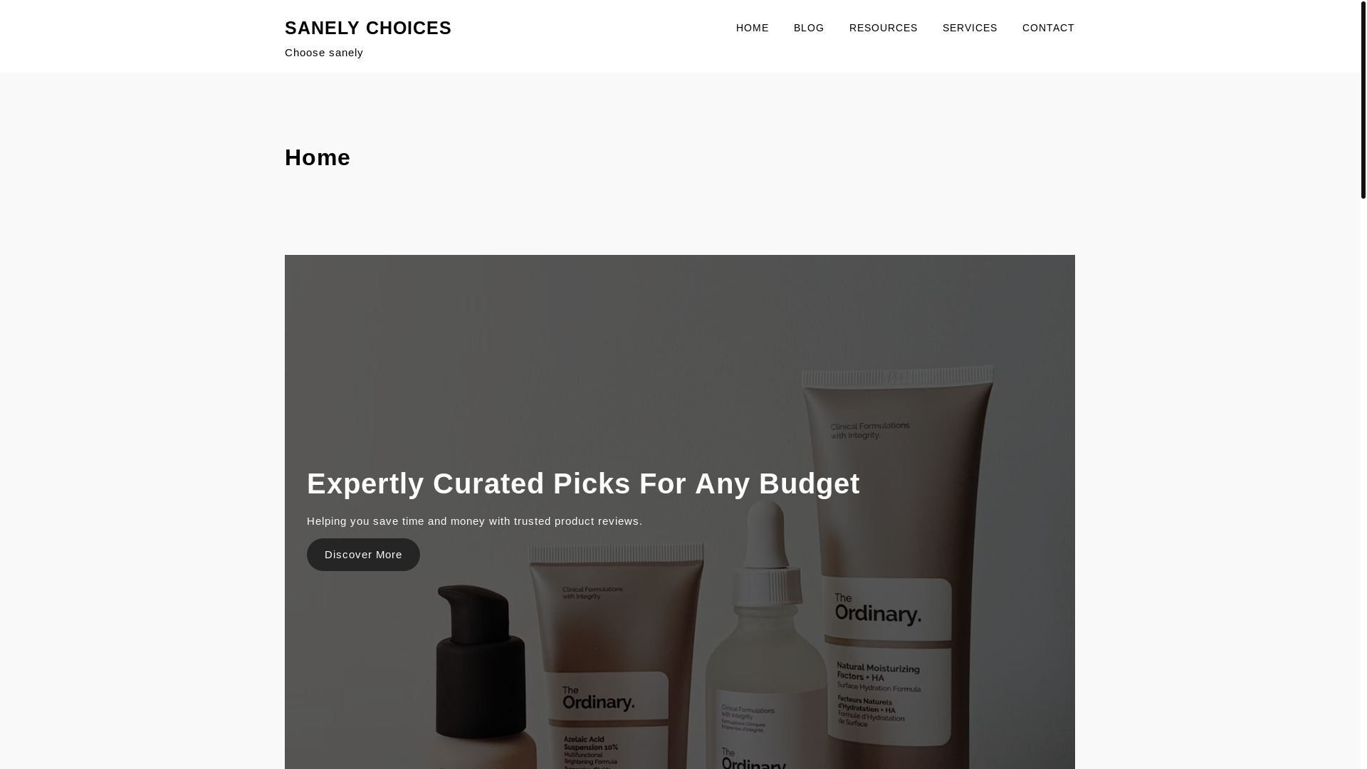 website screenshot of https://sanelychoices.com/