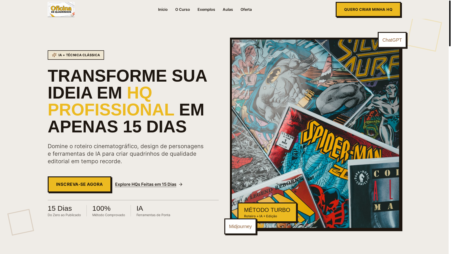 website screenshot of https://oficinadequadrinhos.com.br/