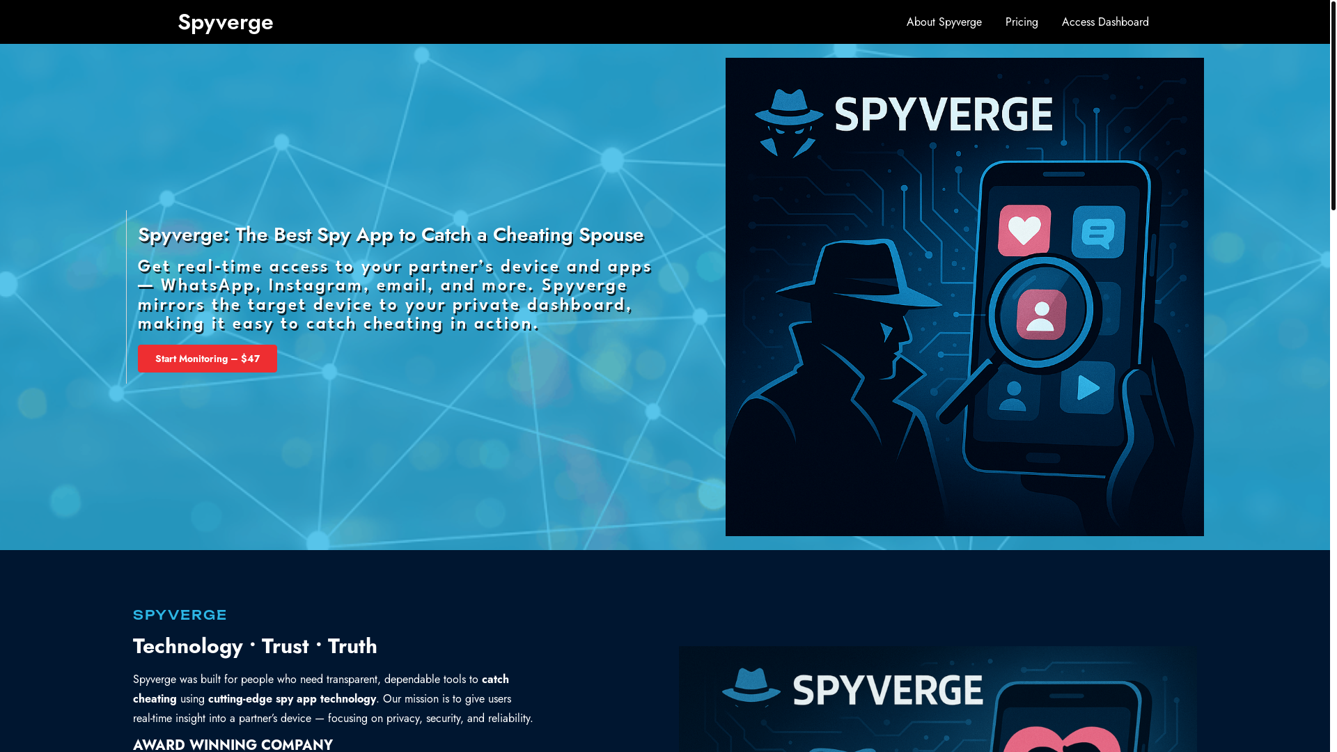 website screenshot of https://spyverge.com/