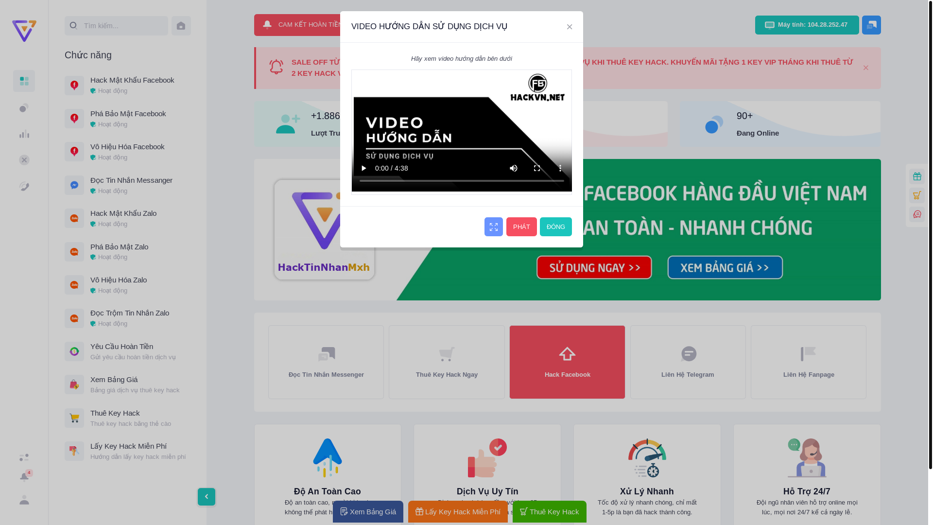 website screenshot of https://dichvutopvn.online/