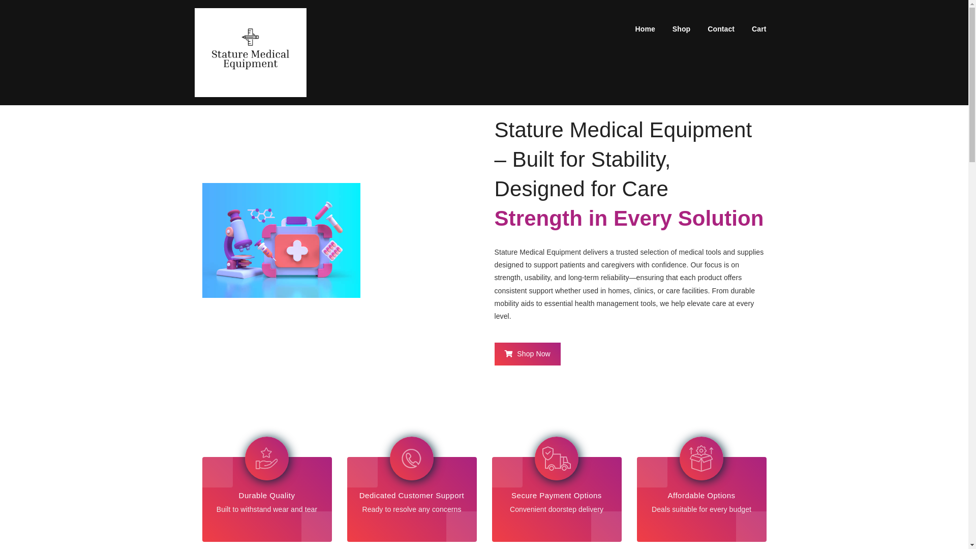 website screenshot of https://staturemedicalequipment.com/