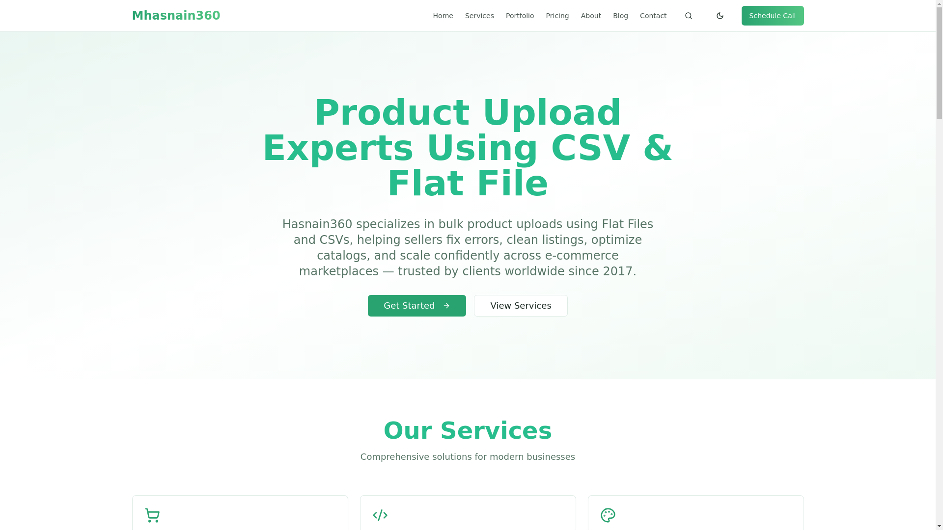 website screenshot of https://hasnain360.com/