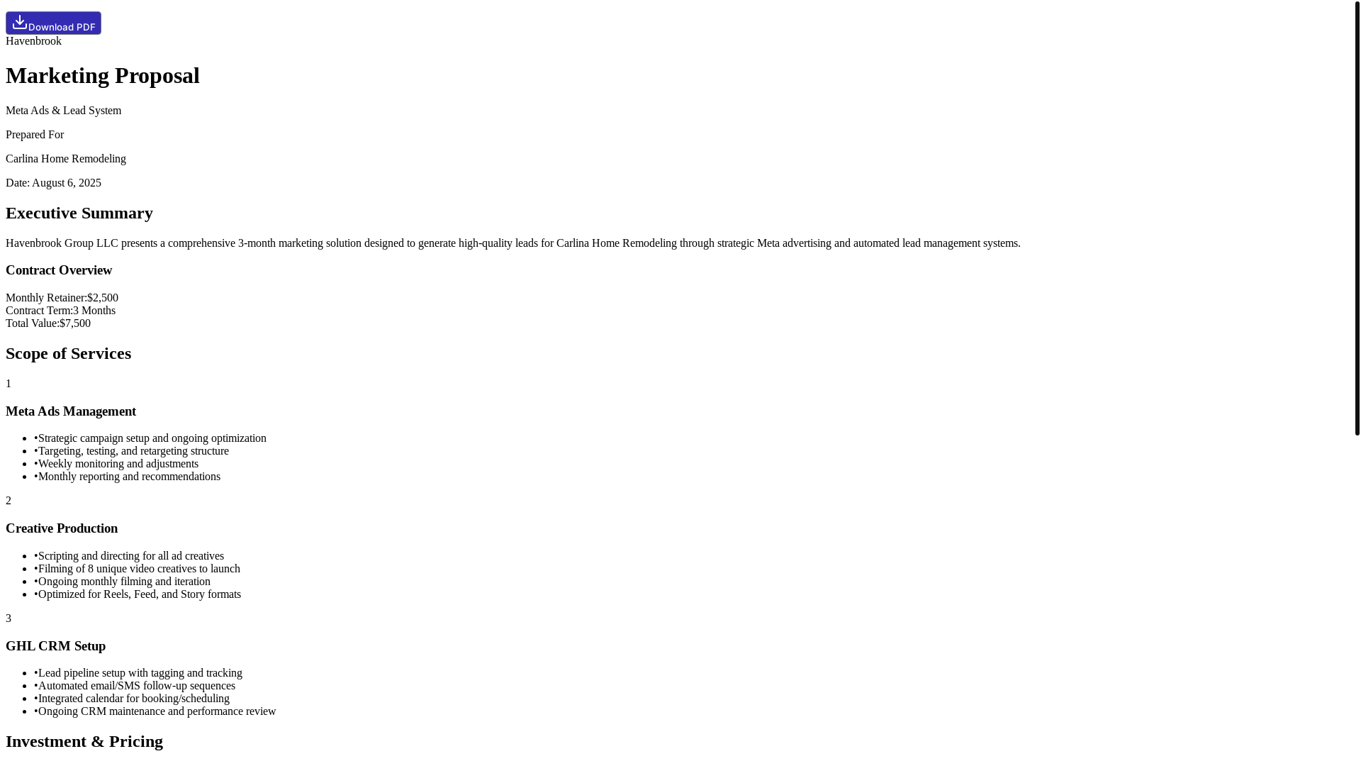 website screenshot of https://havenbrookgroup.com/