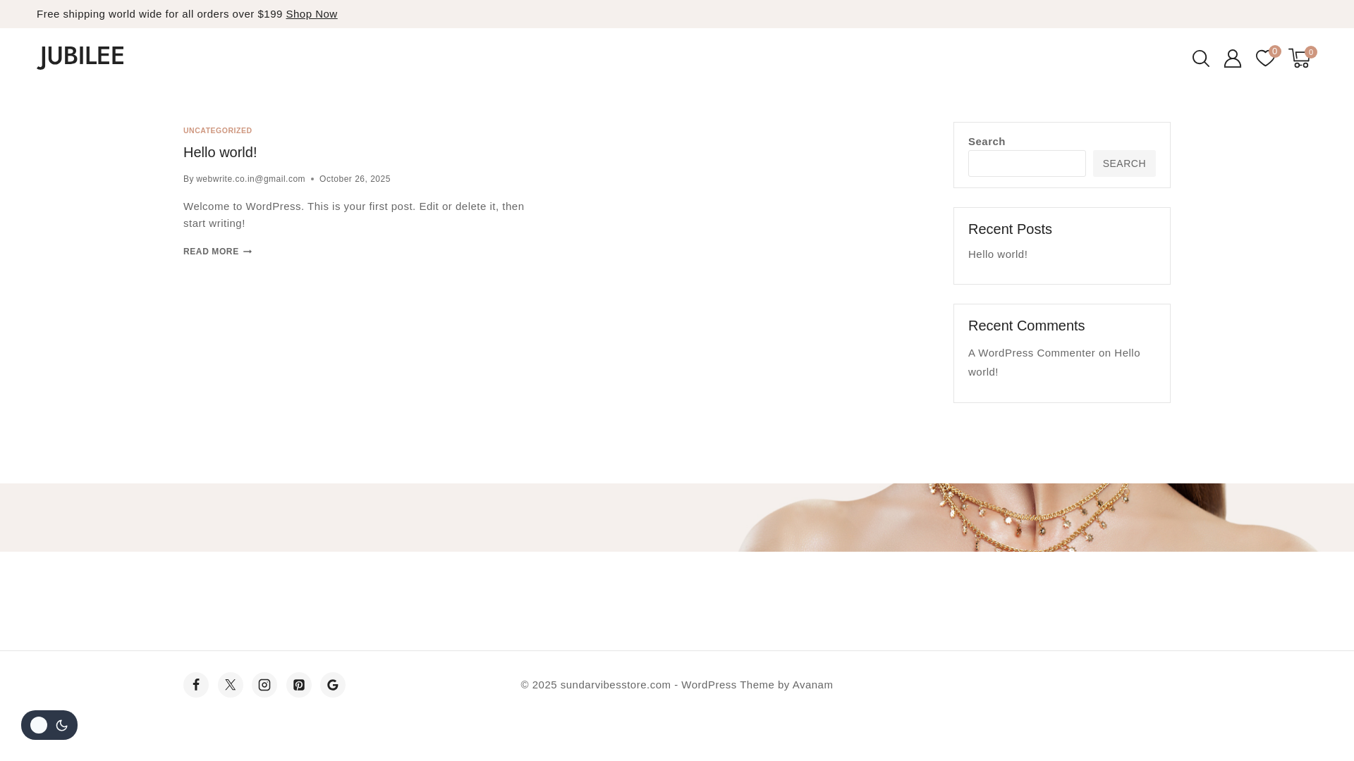 website screenshot of https://sundarvibesstore.com/
