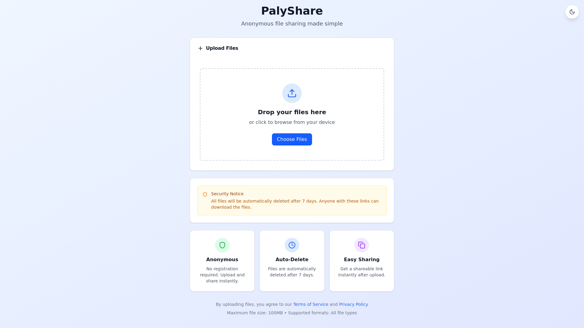 website screenshot of https://palyshare-frontend.pages.dev/