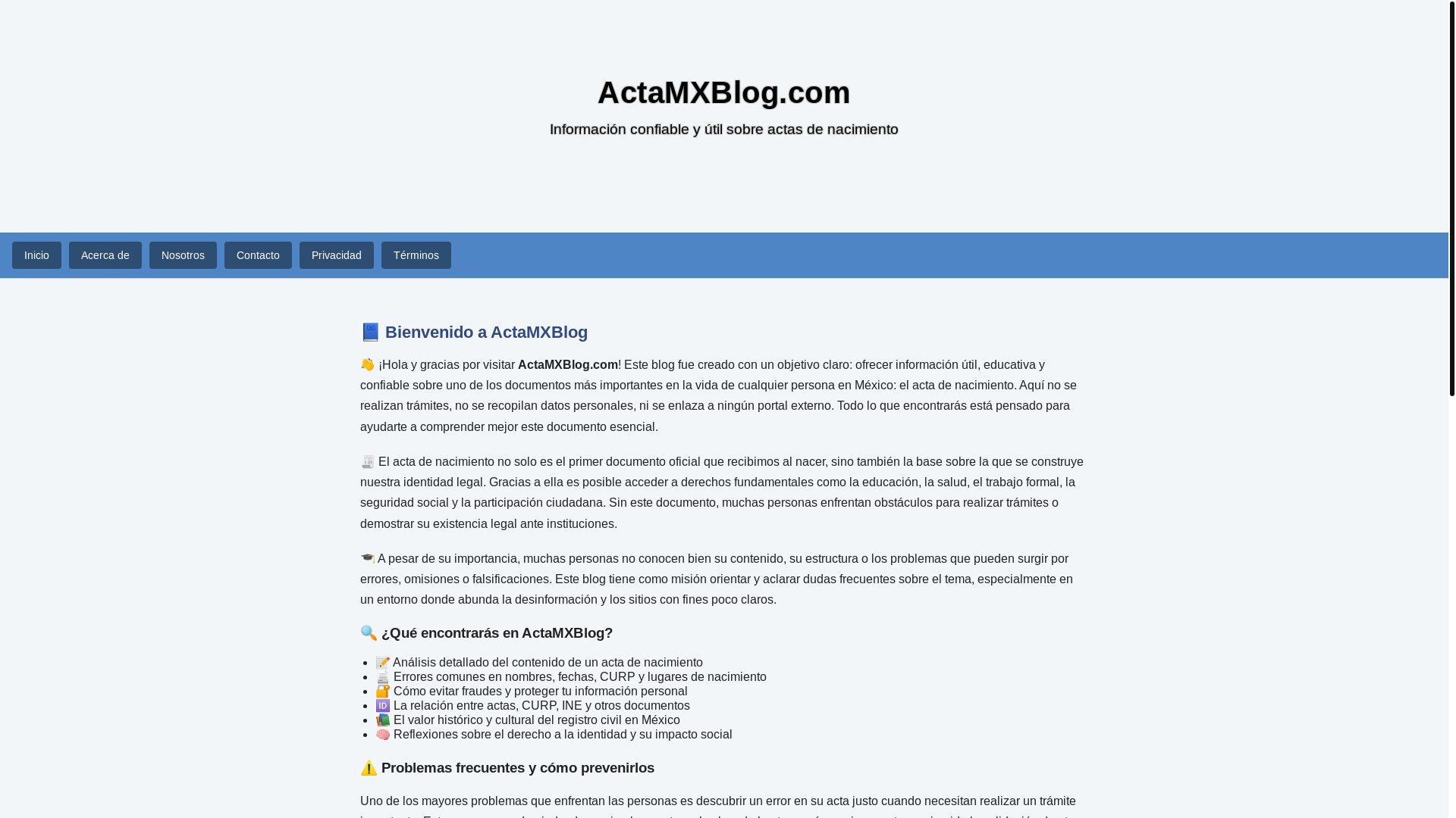website screenshot of https://actamxblog.com/