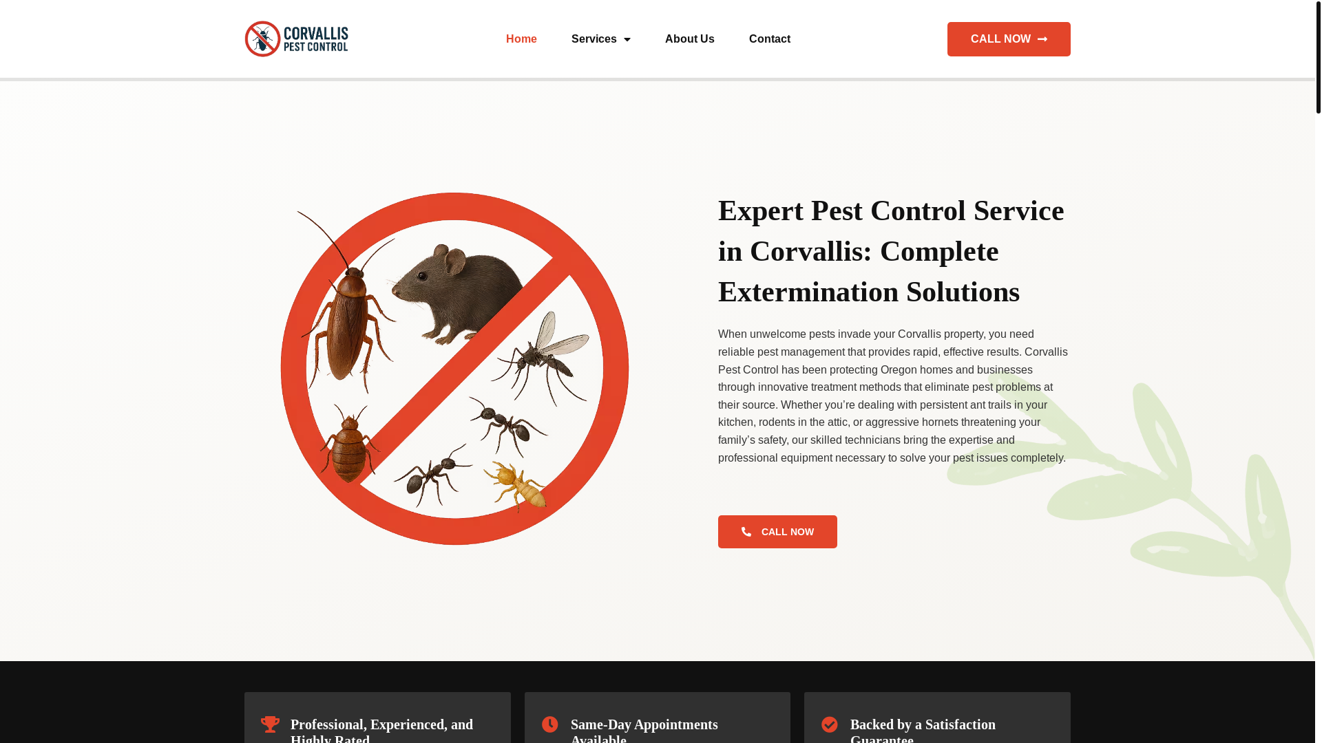 website screenshot of https://corvallispest.com/