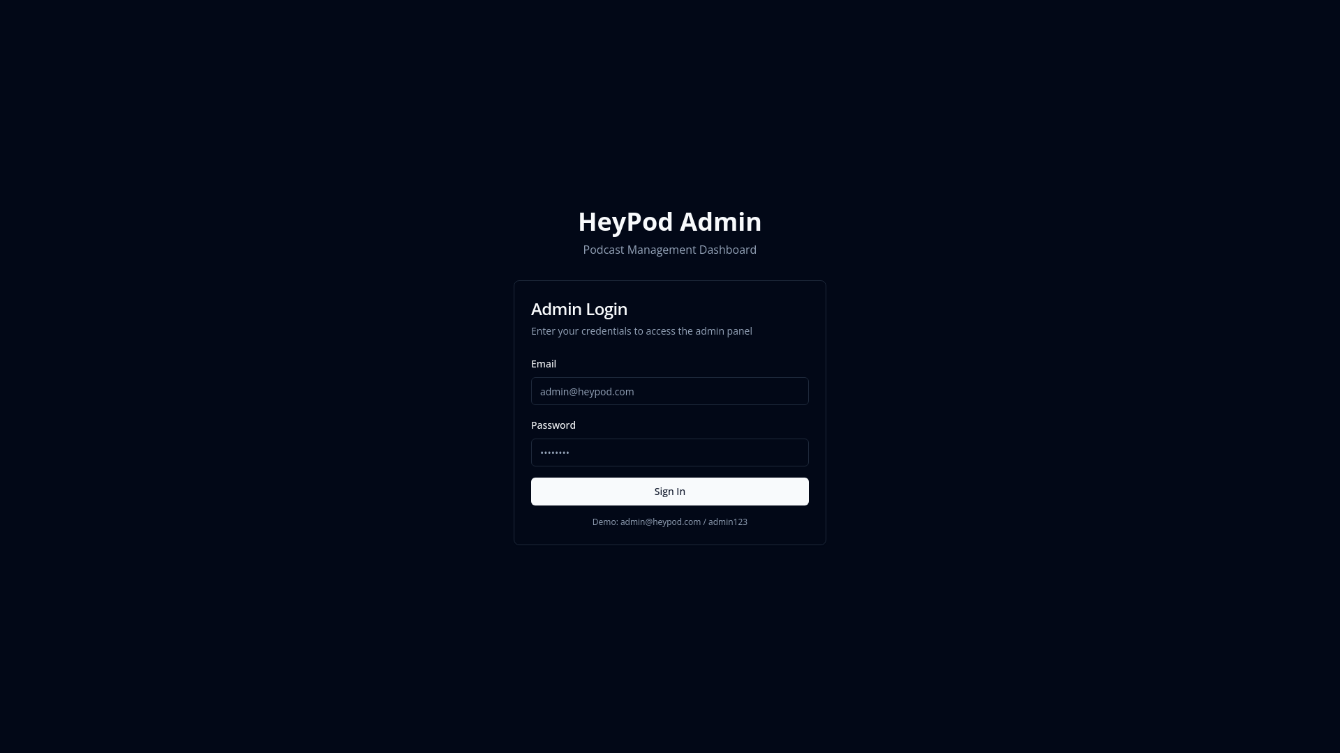 website screenshot of https://heypod-admin.pages.dev/