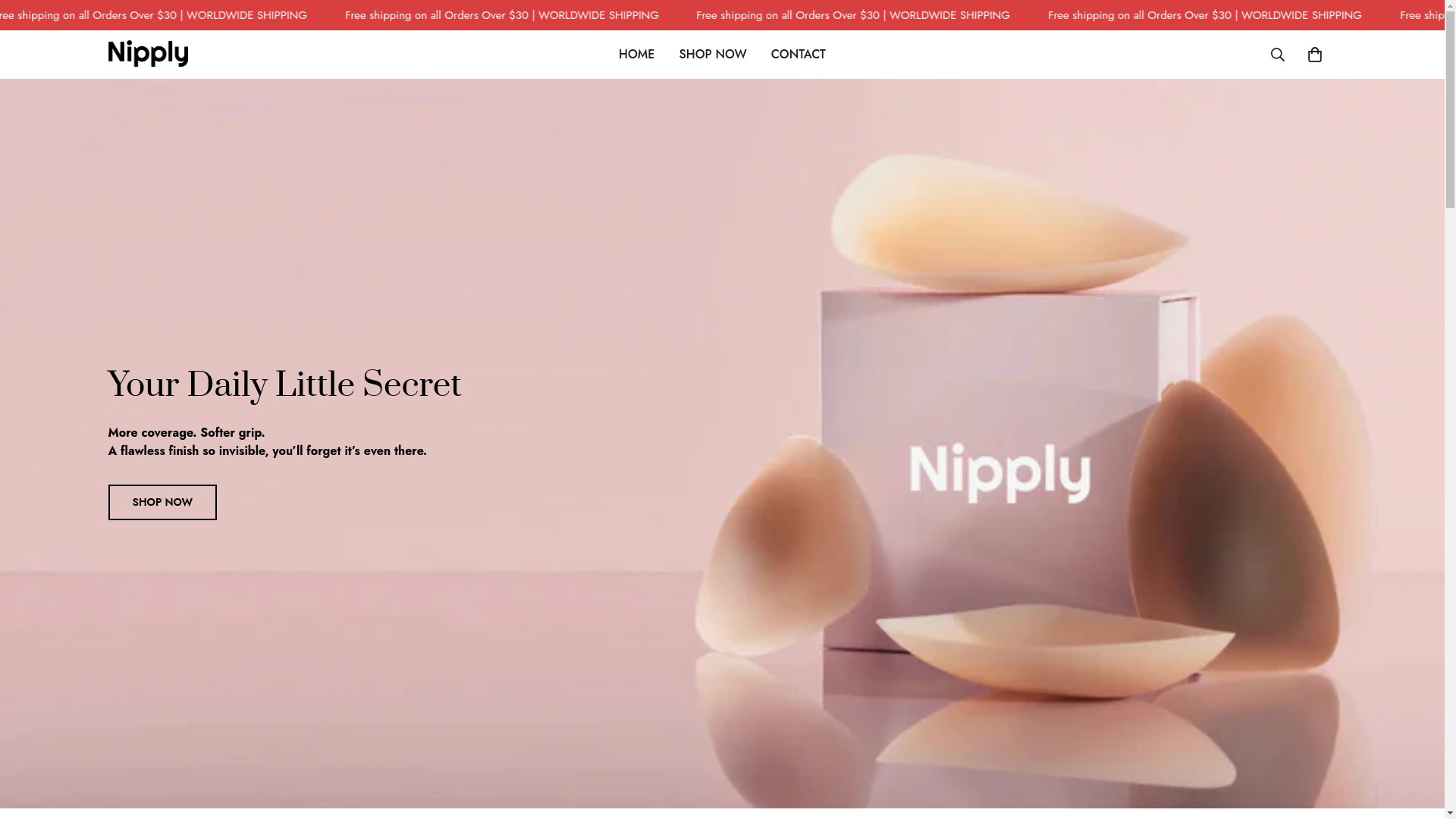 website screenshot of https://nipplycovers.com/