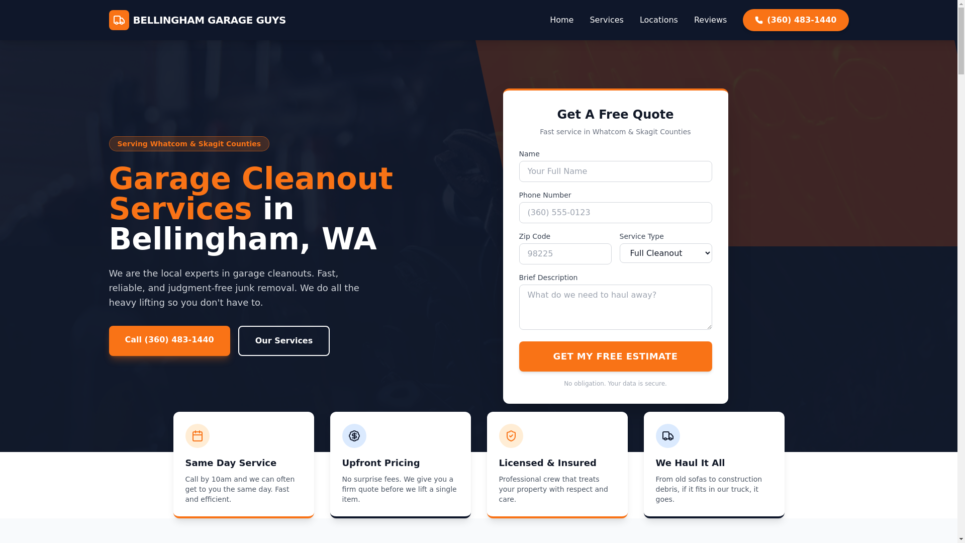 website screenshot of https://bellinghamgaragecleanouts.com/