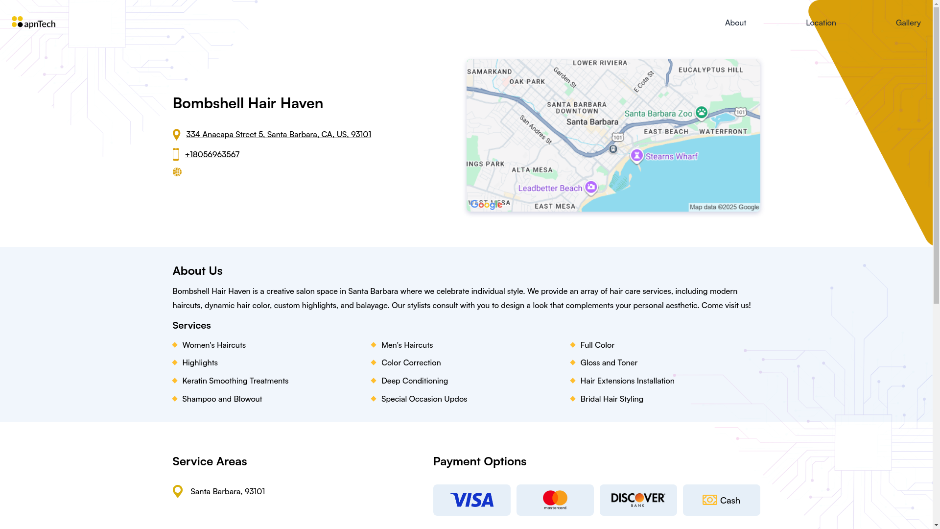 website screenshot of https://bombshellhairhaven.online/