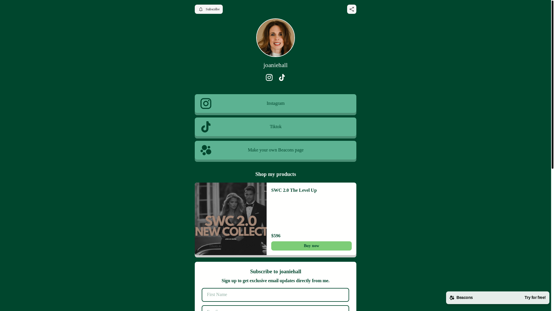 website screenshot of https://joaniehall.com/