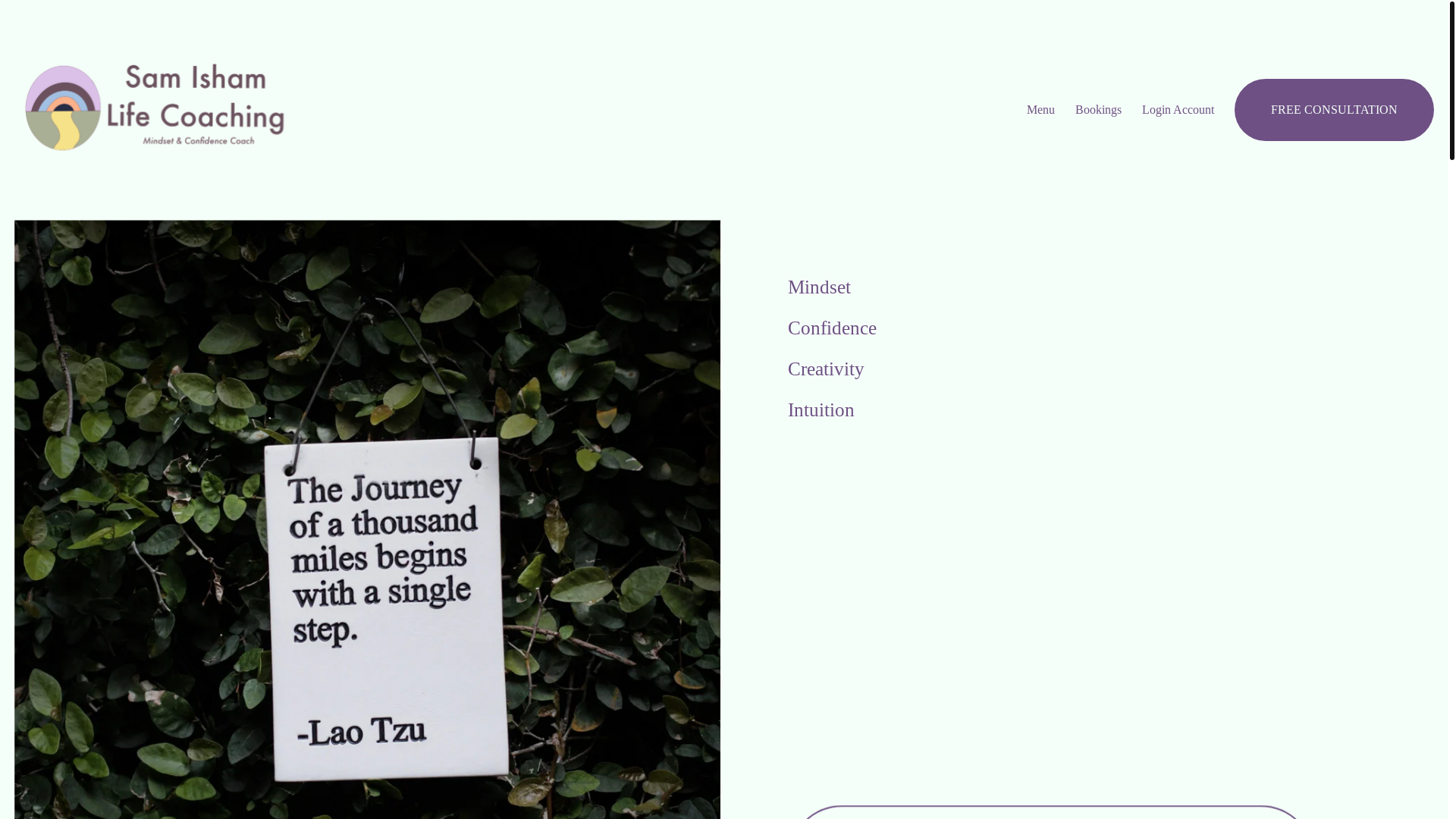website screenshot of https://samishamlifecoaching.com/