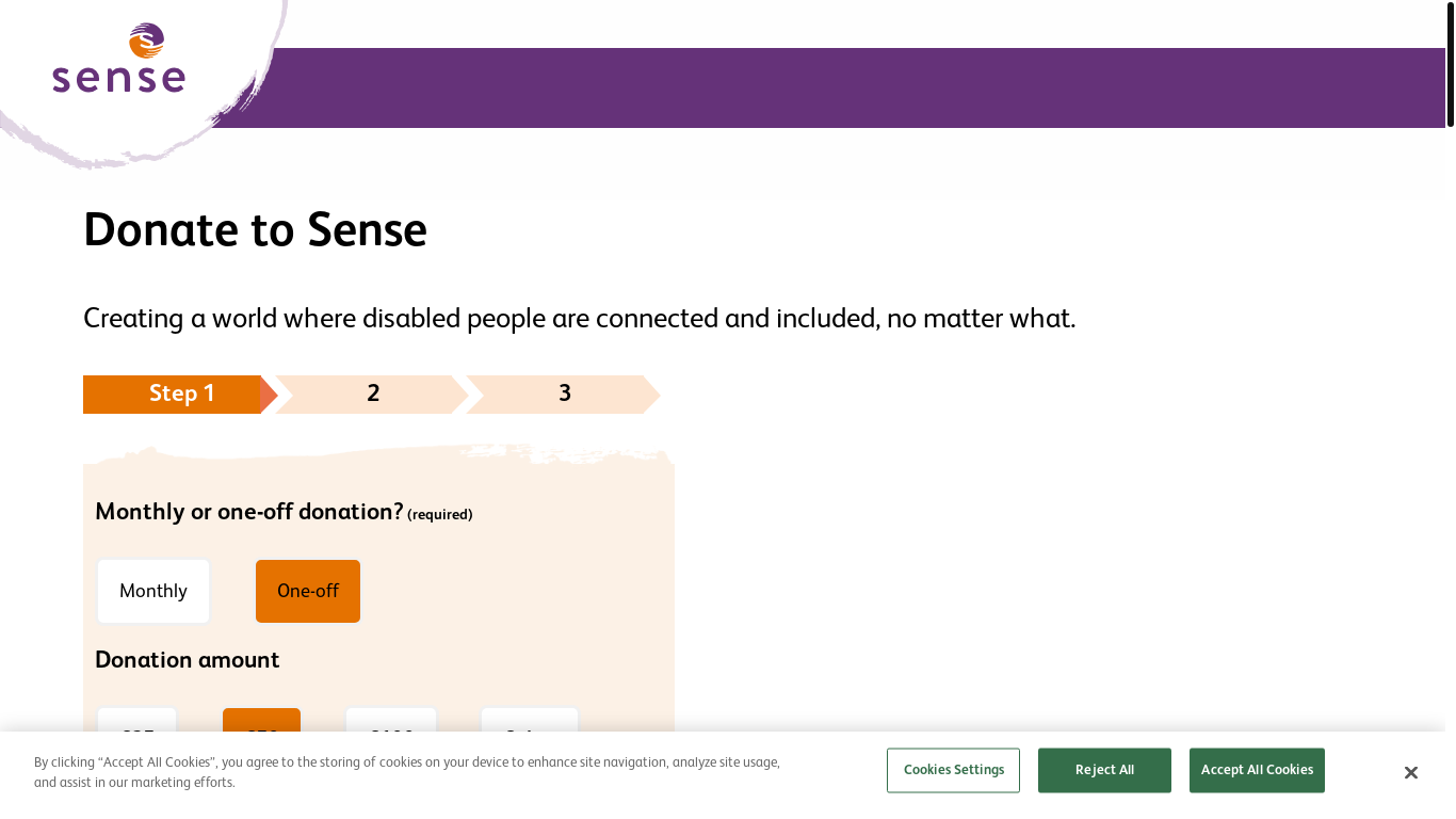 website screenshot of https://thanks.sense.org.uk/page/136138/donate/1?ea.tracking.id=short-url