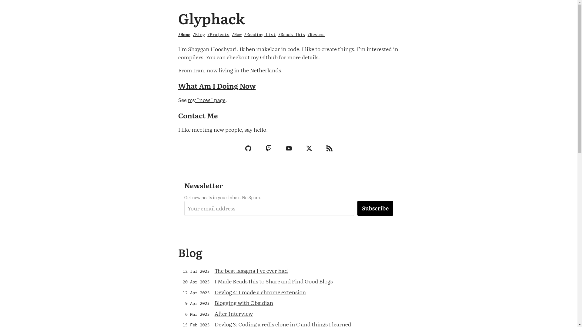 website screenshot of https://glyphack.pages.dev/
