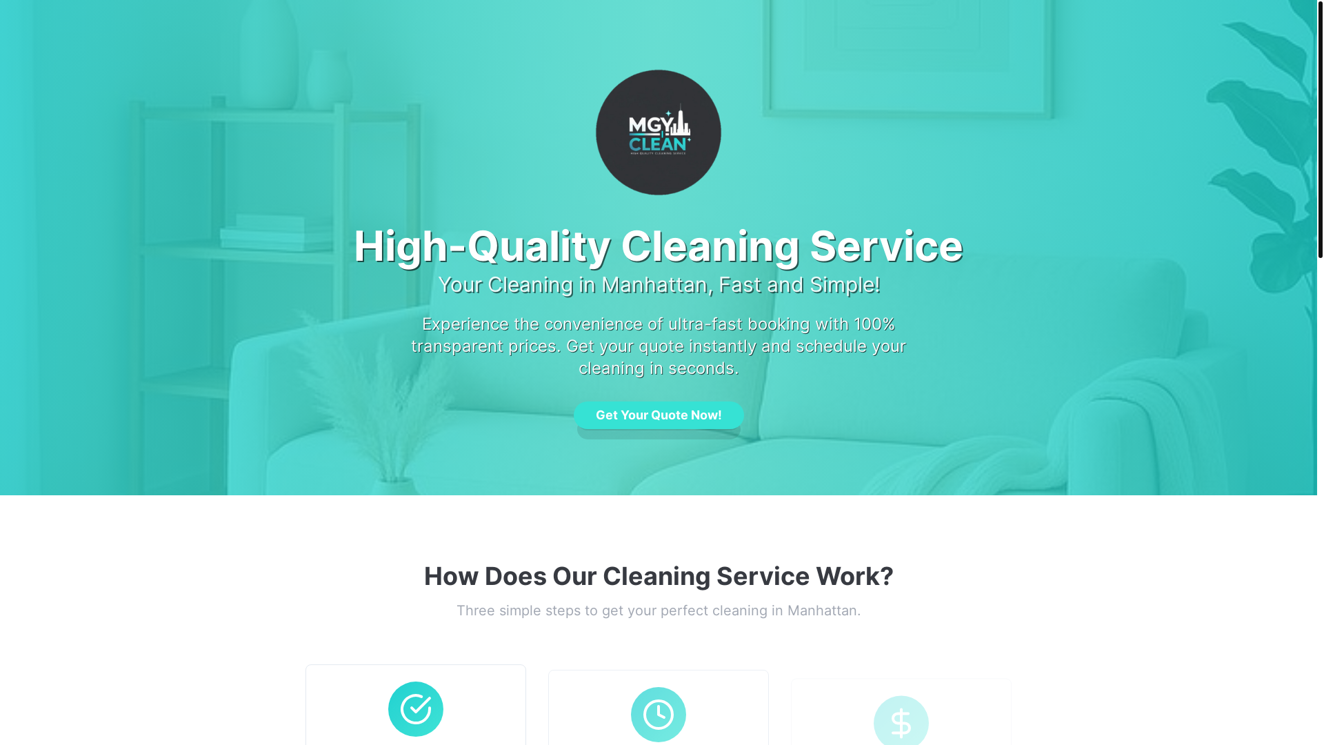 website screenshot of https://mgyclean.com/