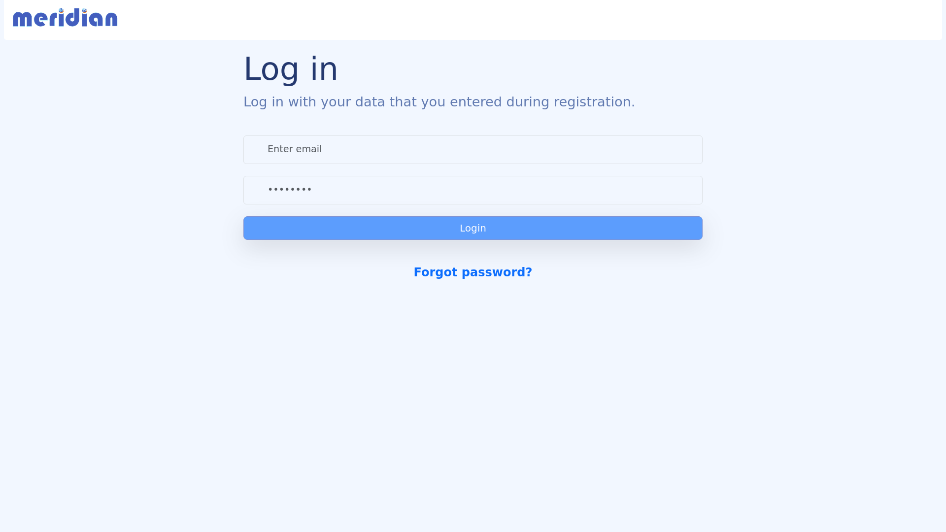 website screenshot of https://meridiansoftwares.com/