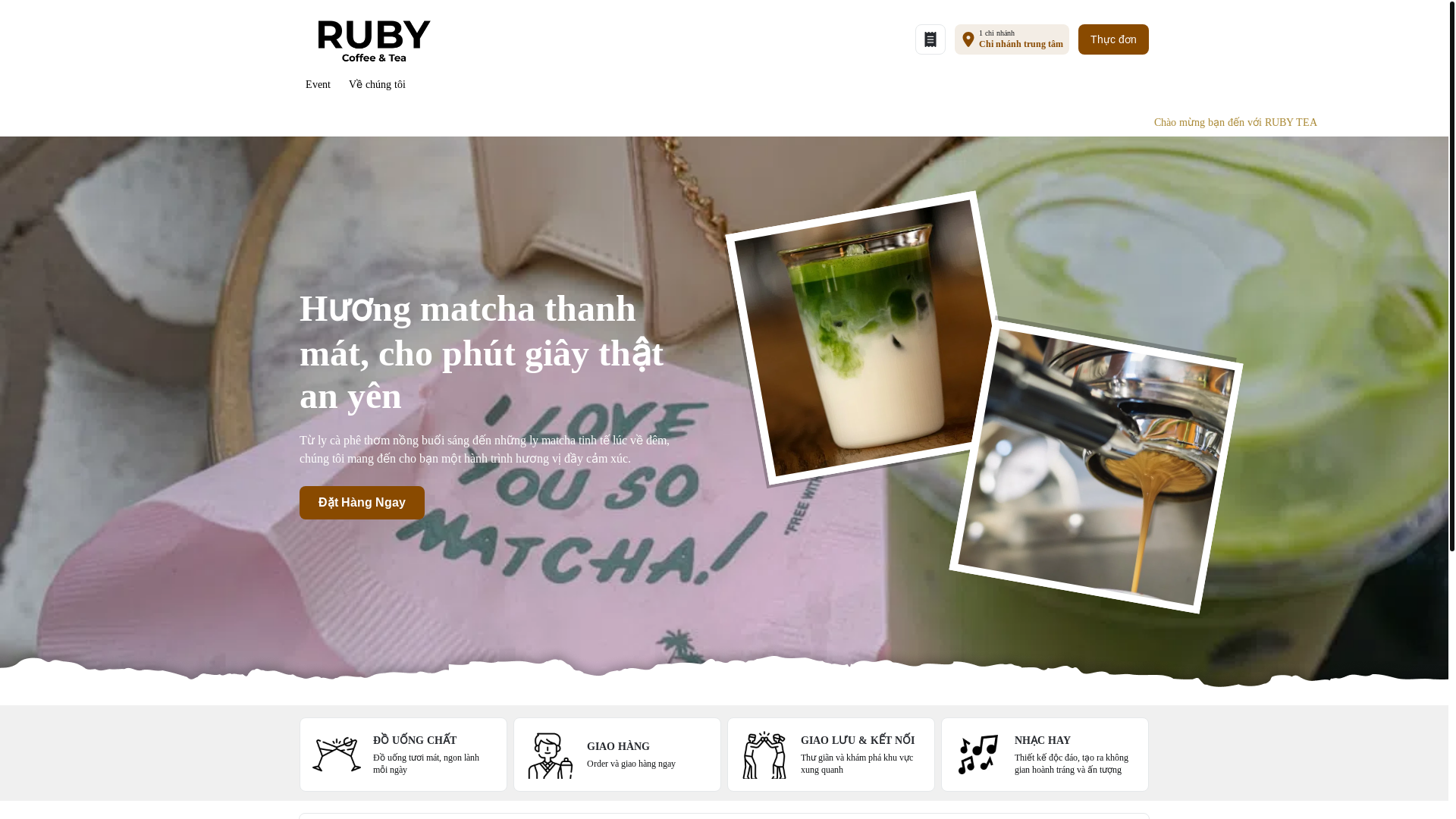 website screenshot of https://rubytea.vn/