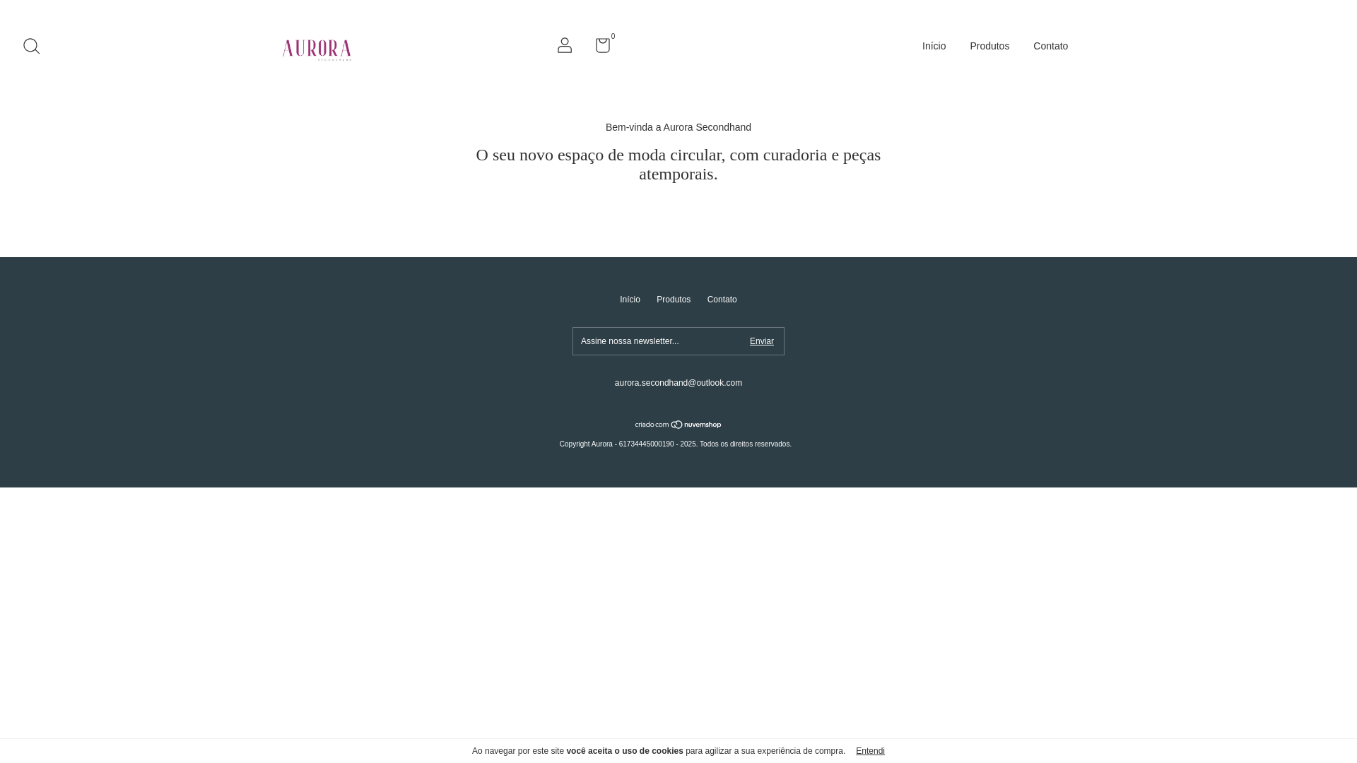 website screenshot of https://aurorasecondhand.com.br/