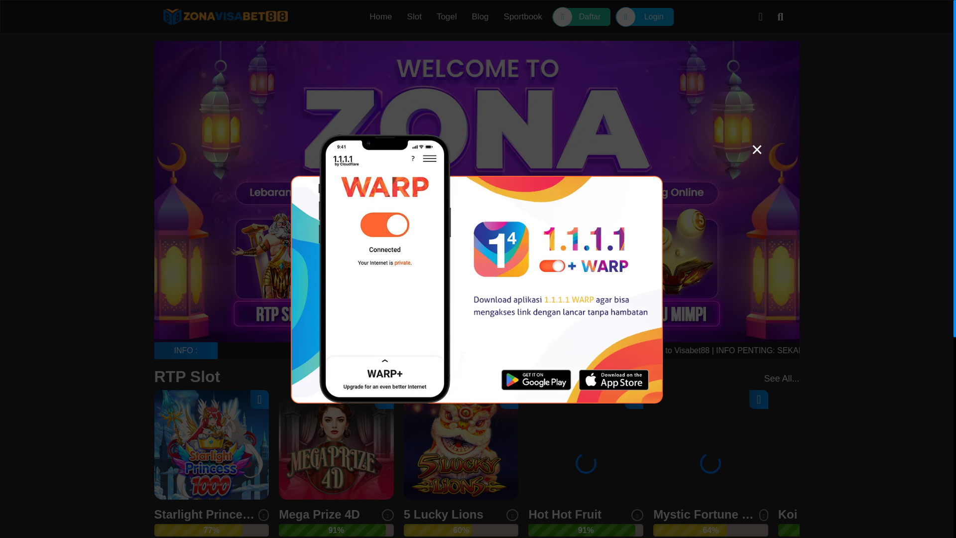 website screenshot of https://zonajackpotvisabet88.life/