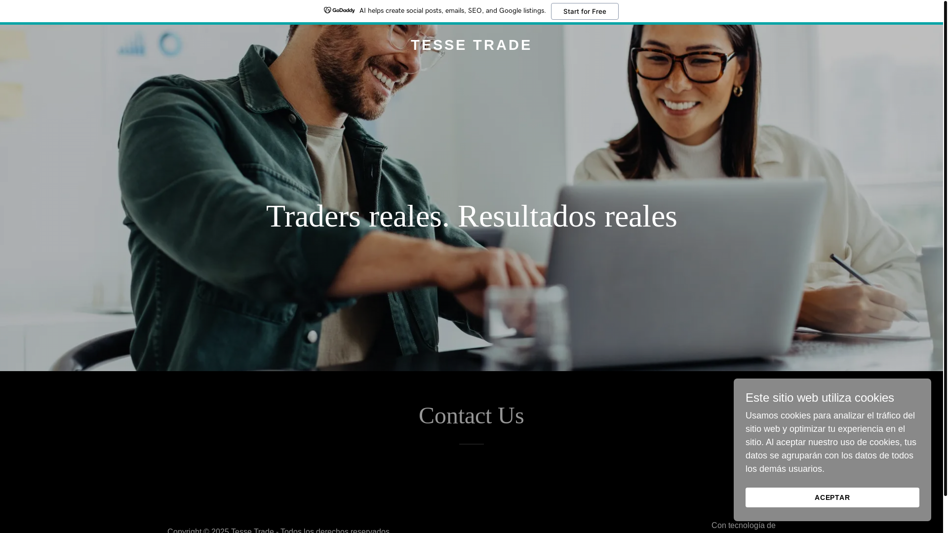 website screenshot of https://tesse.trade/