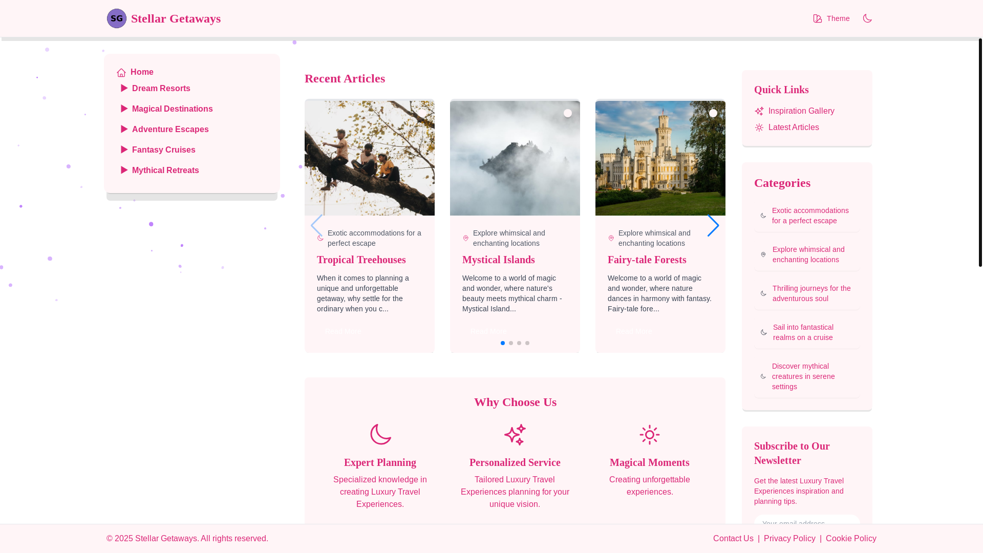 website screenshot of https://stellarvacations.xyz/