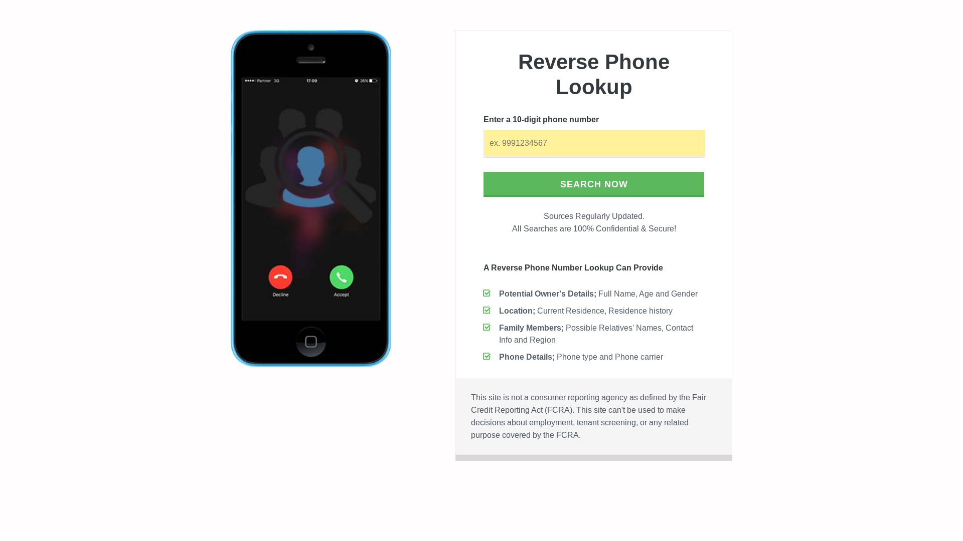 website screenshot of https://phonenumberlookup.online/