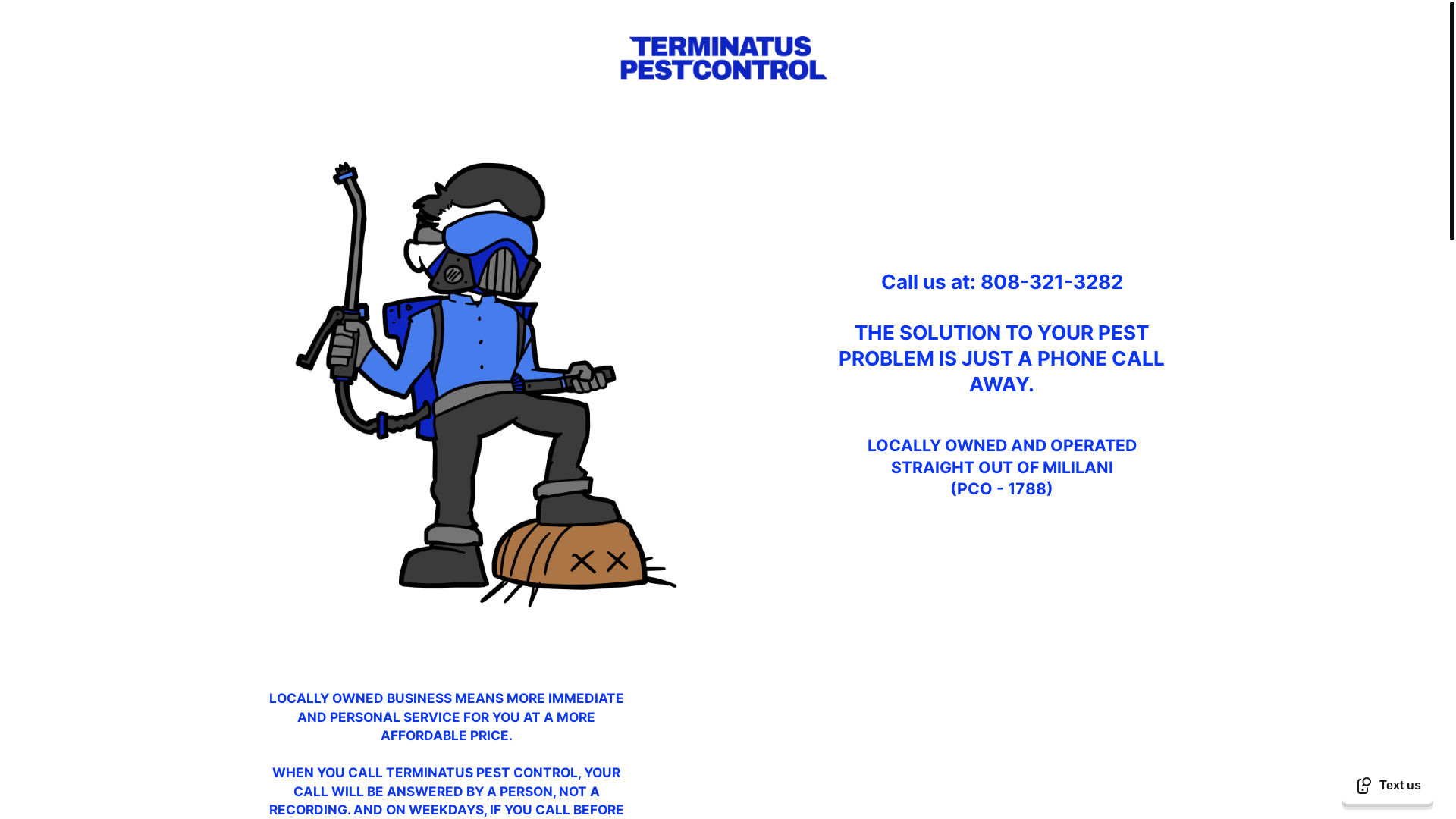 website screenshot of https://terminatuspestcontrol.com/