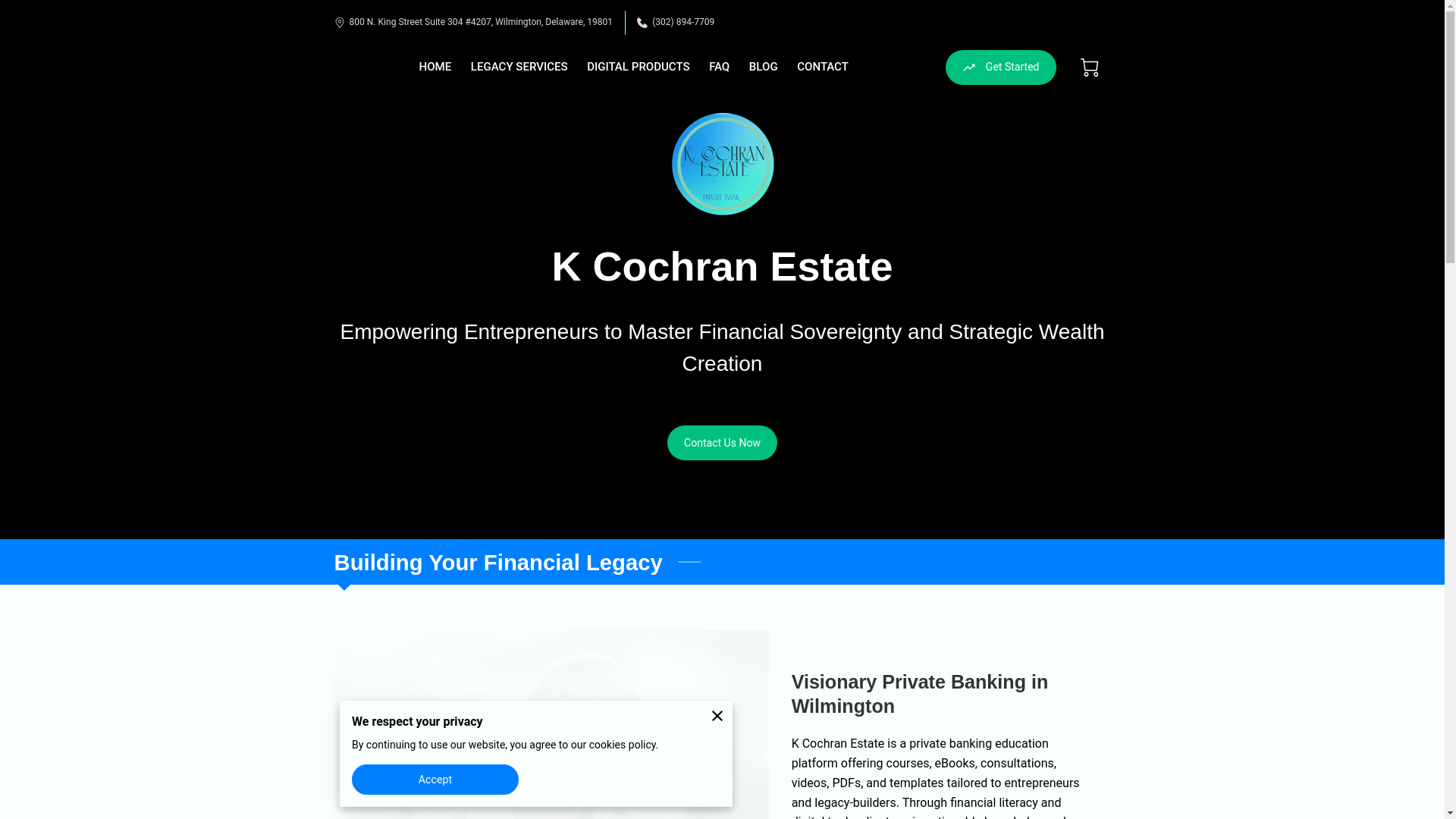website screenshot of https://kcochranestate.com/