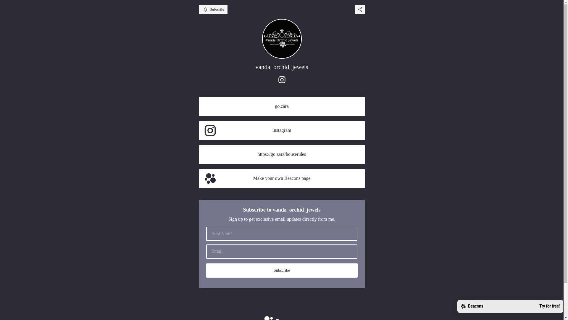 website screenshot of https://vandaorchidjewels.com/