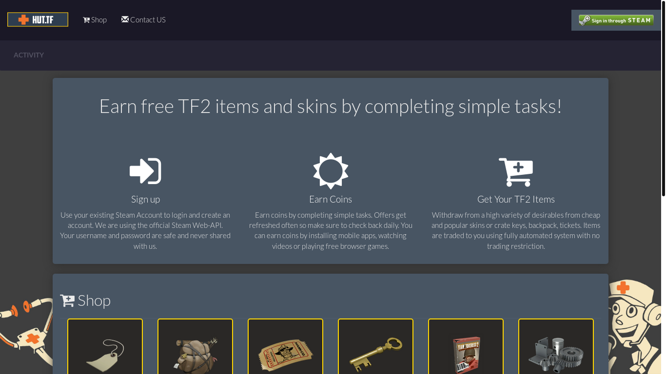 website screenshot of https://hut.tf/?r=3112