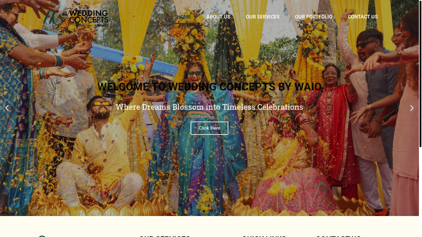 website screenshot of https://weddingconceptsbywaio.com/
