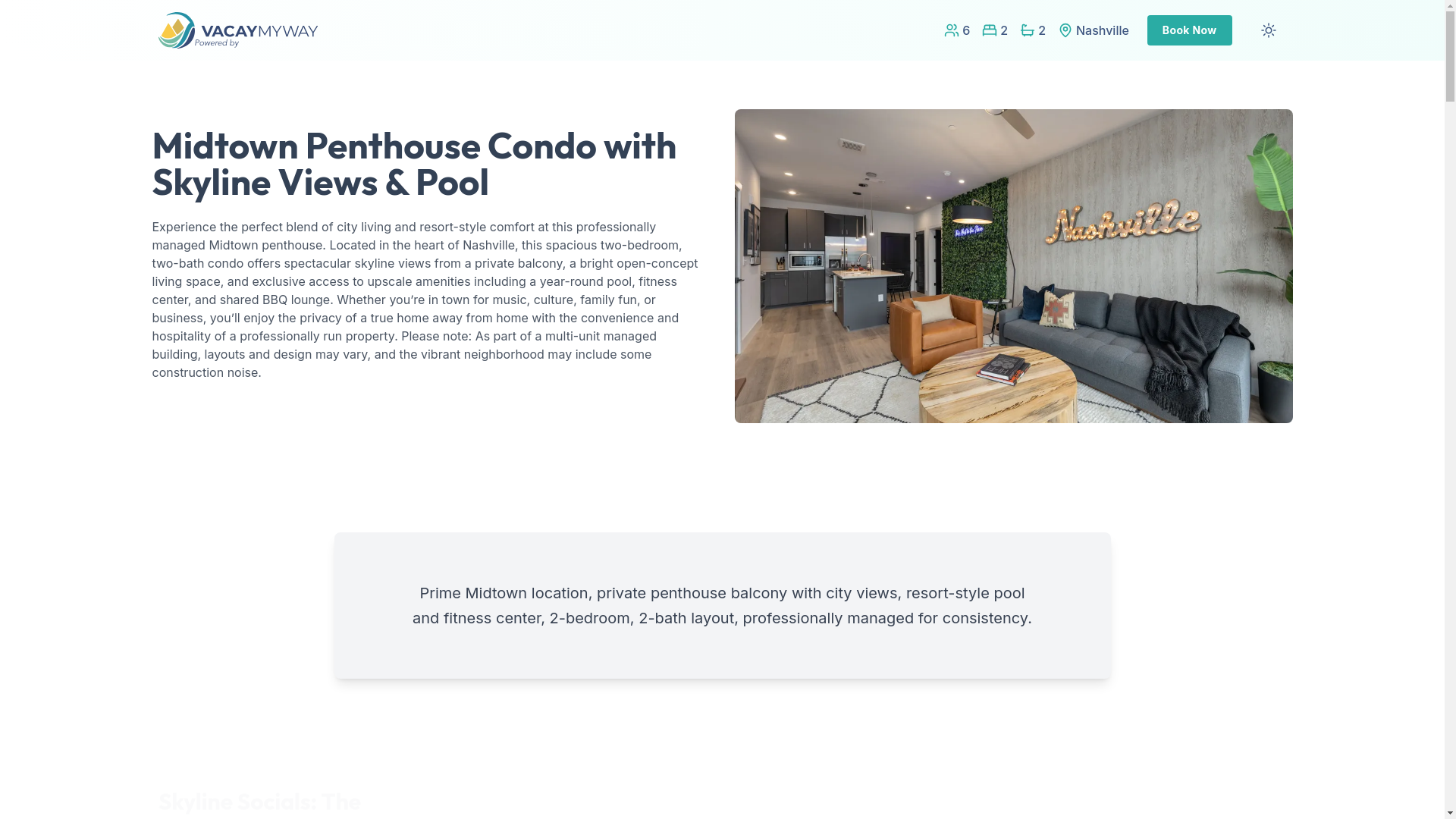 website screenshot of https://vibrantskyline.vacations/