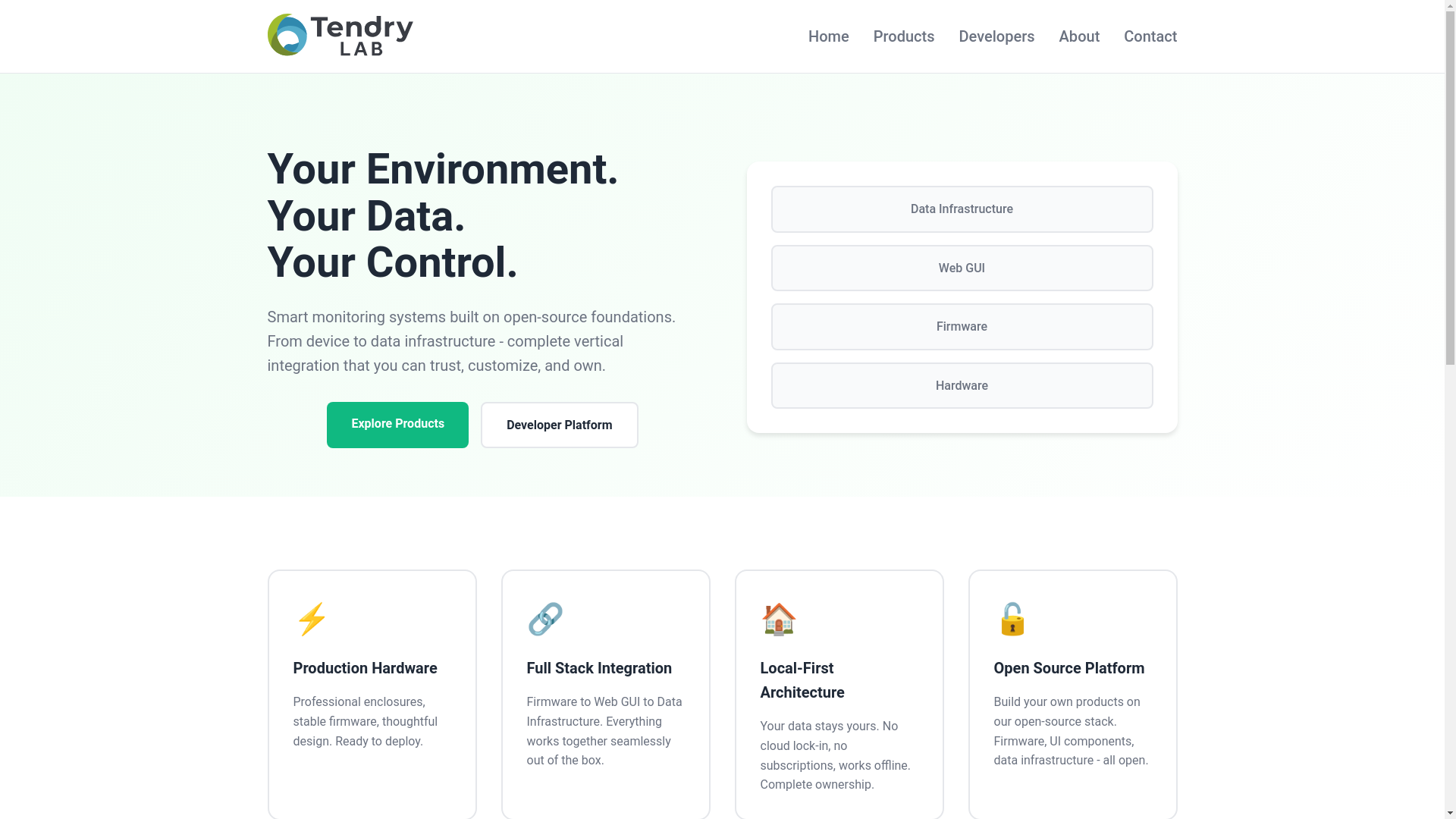 website screenshot of https://tendry-lab-website.pages.dev/