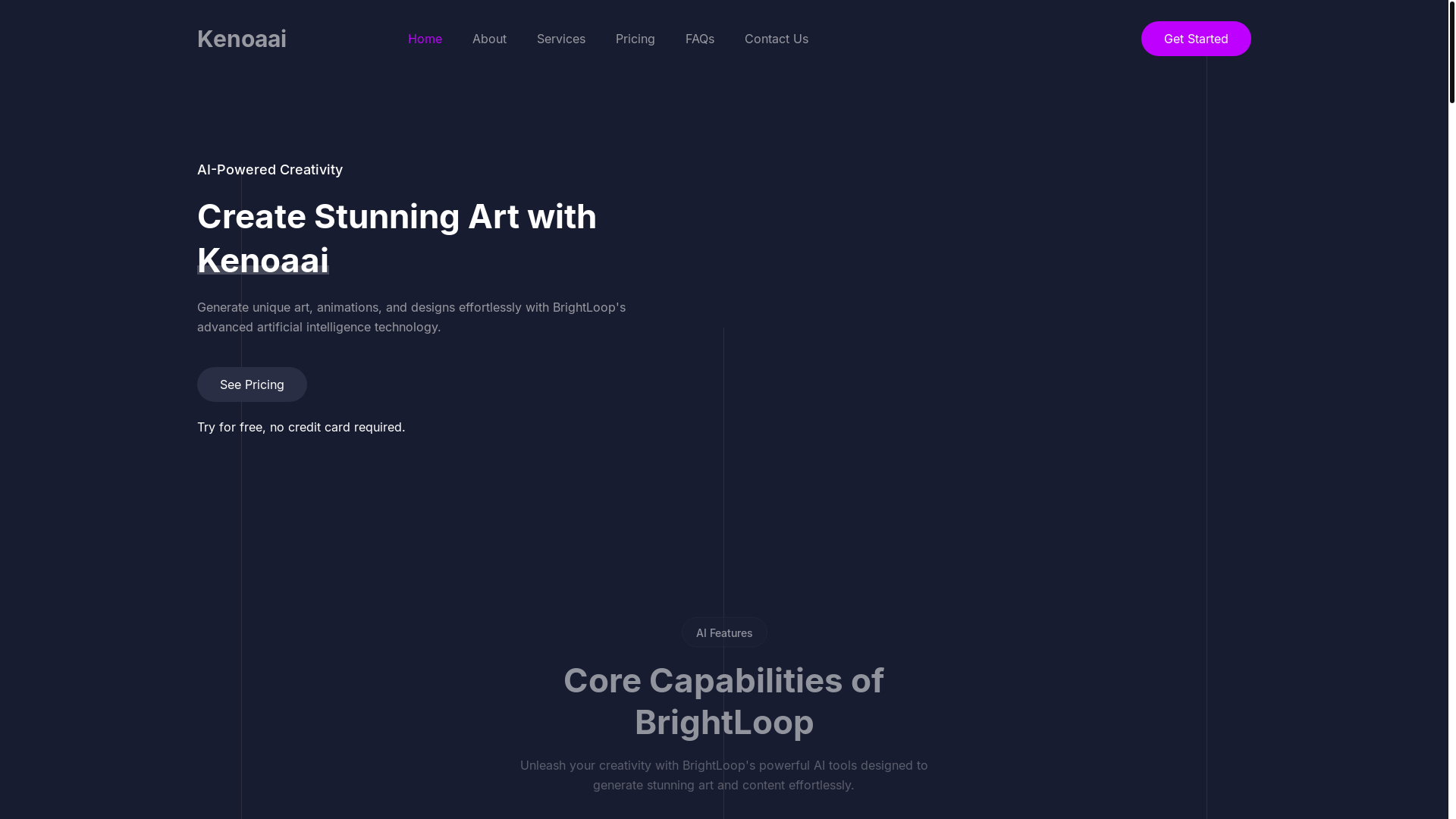 website screenshot of https://kenoaai.com/