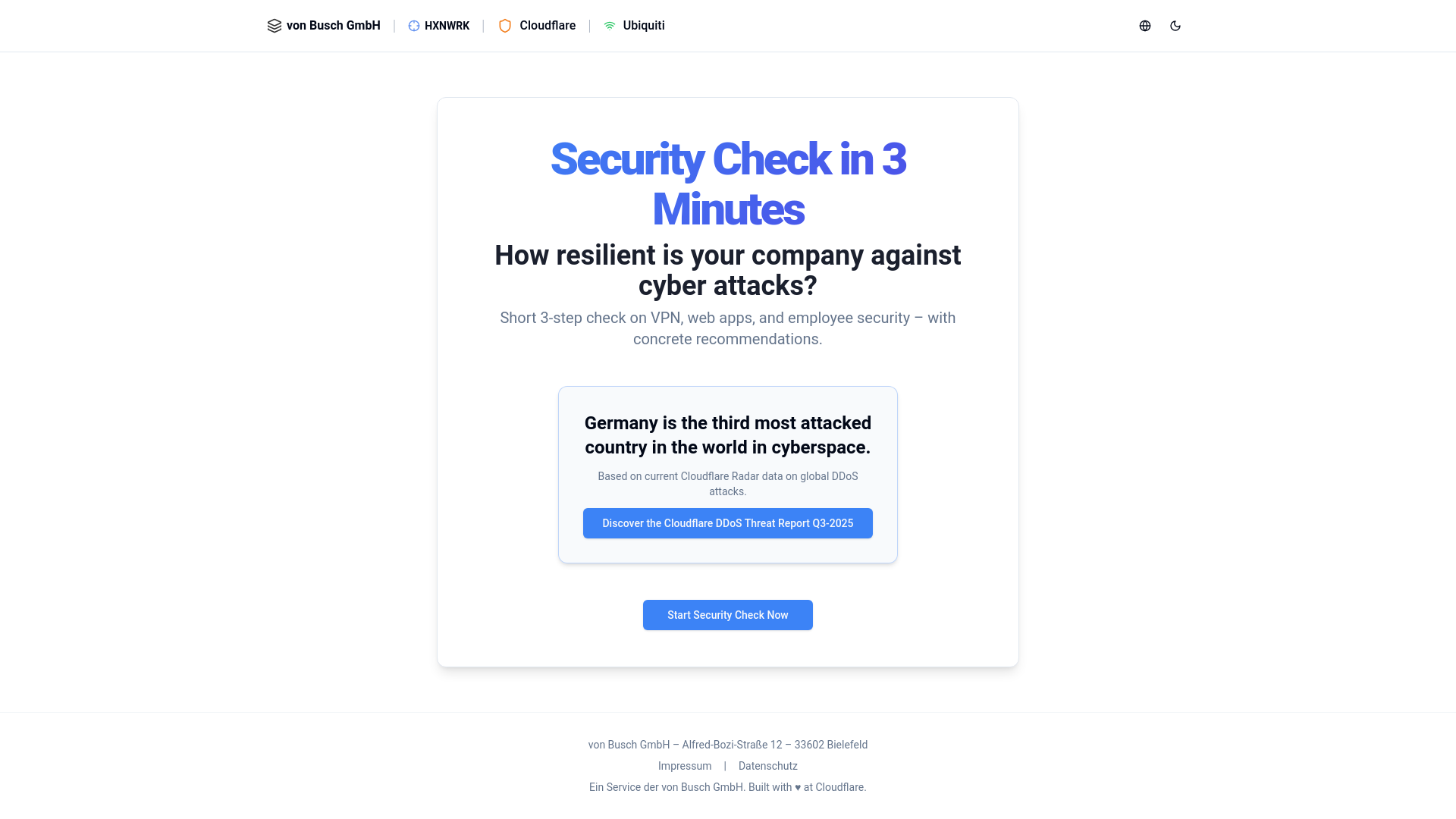website screenshot of https://security-check-in-3-minuten-cloudflare-ubiquiti-assessment.pages.dev/