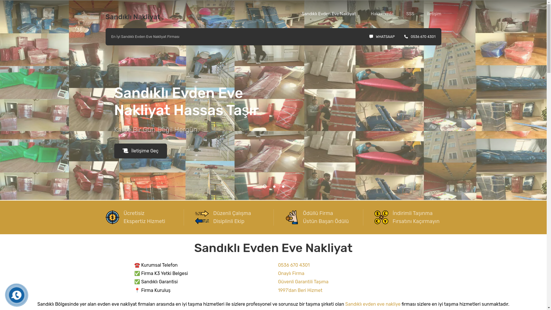 website screenshot of https://sandiklinakliyat.com.tr/