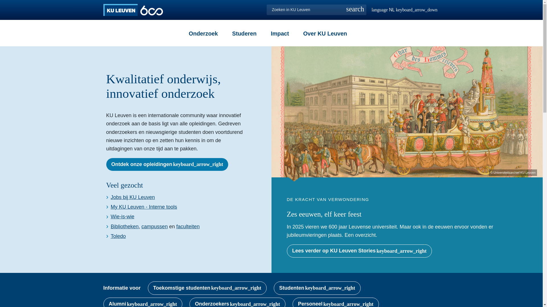 website screenshot of https://www.kuleuven.be/