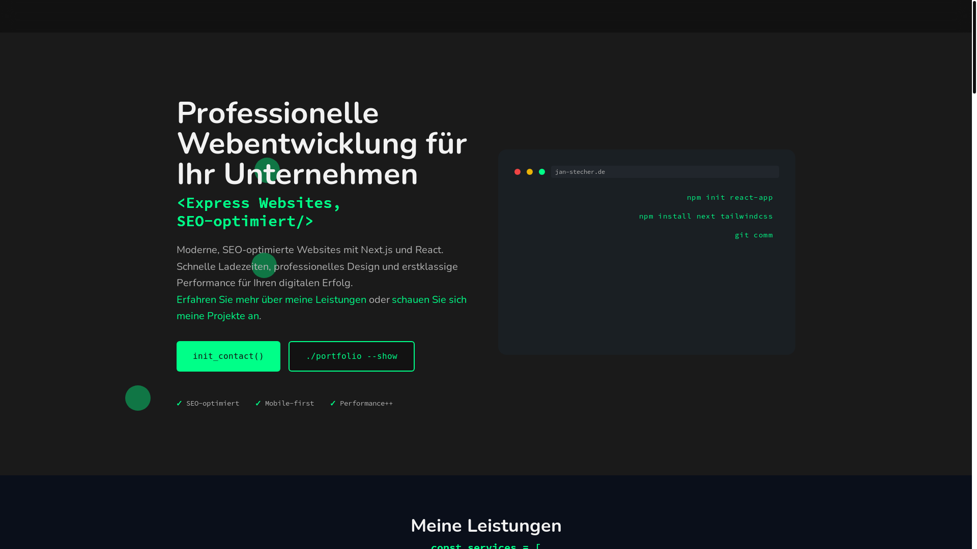 website screenshot of https://jan-stecher.de/