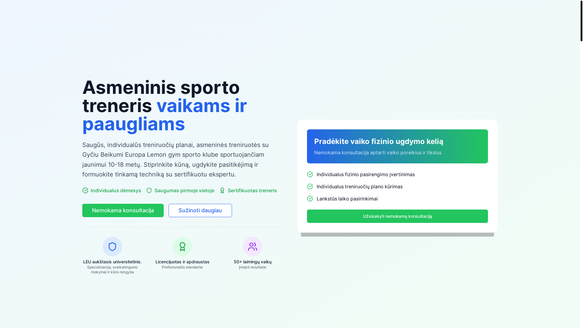 website screenshot of https://vaikutreneris.lt/