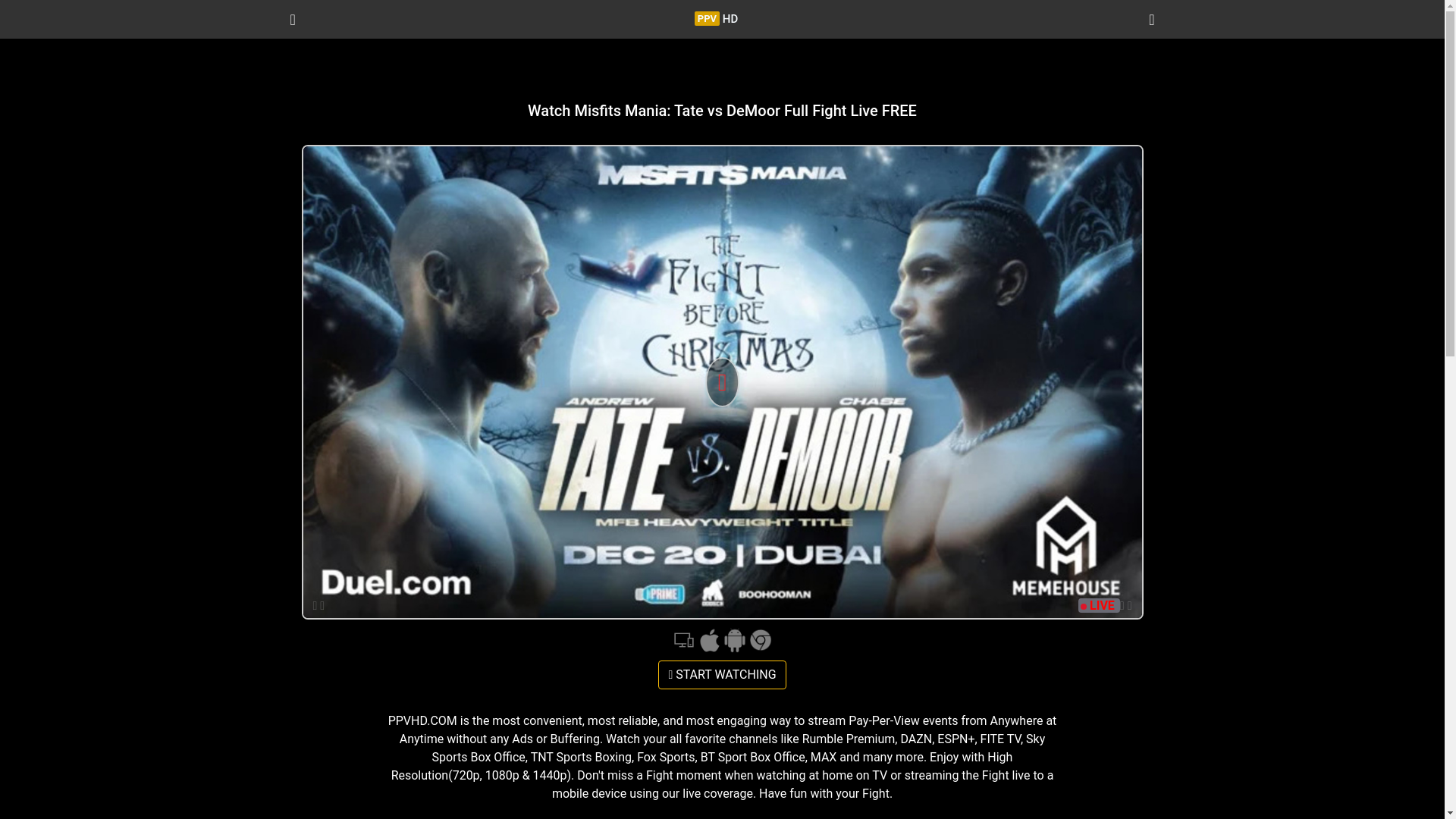 website screenshot of https://ppvhd.com/