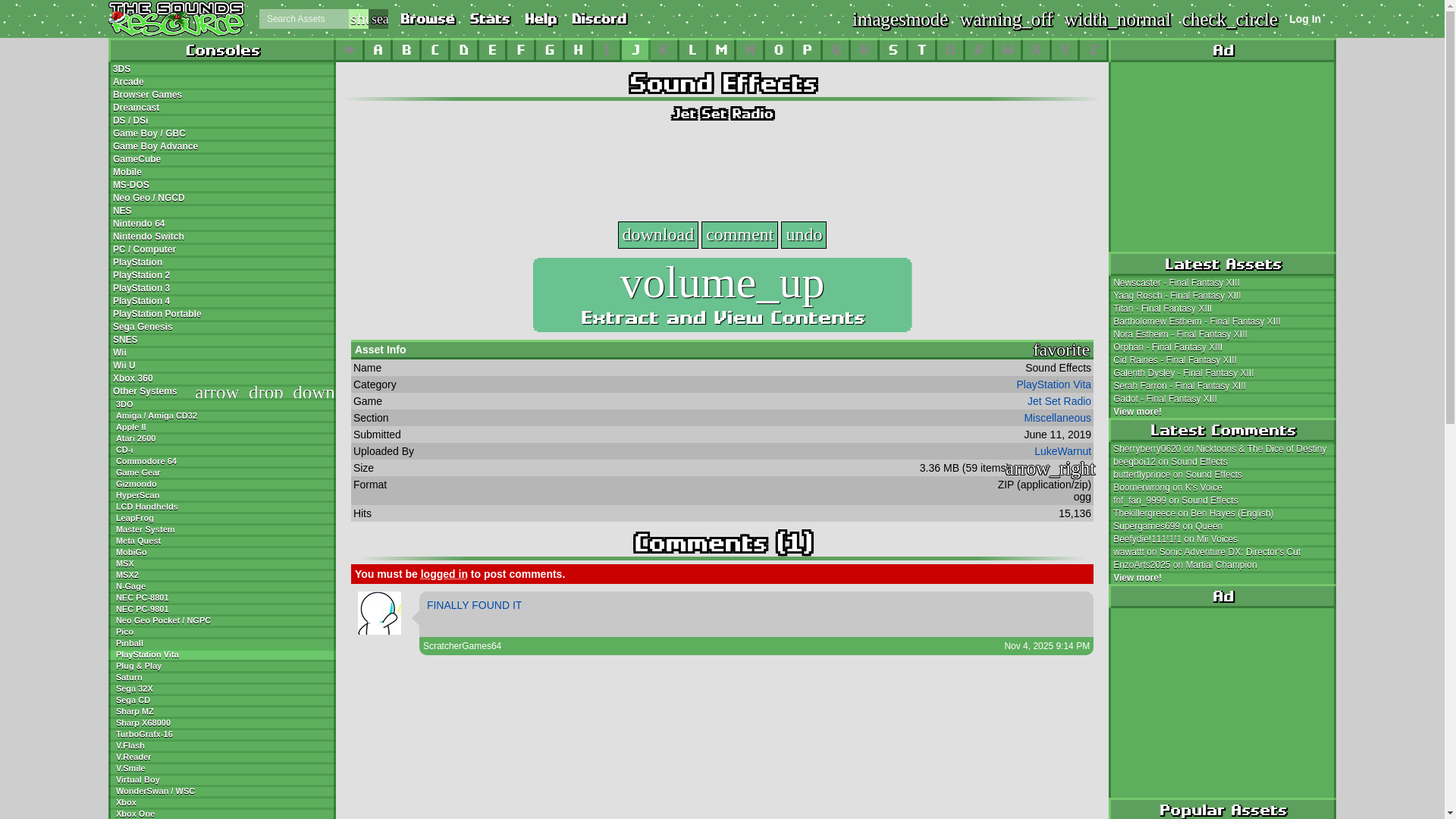 website screenshot of https://sounds.spriters-resource.com/playstation_vita/jetsetradio/asset/415230/