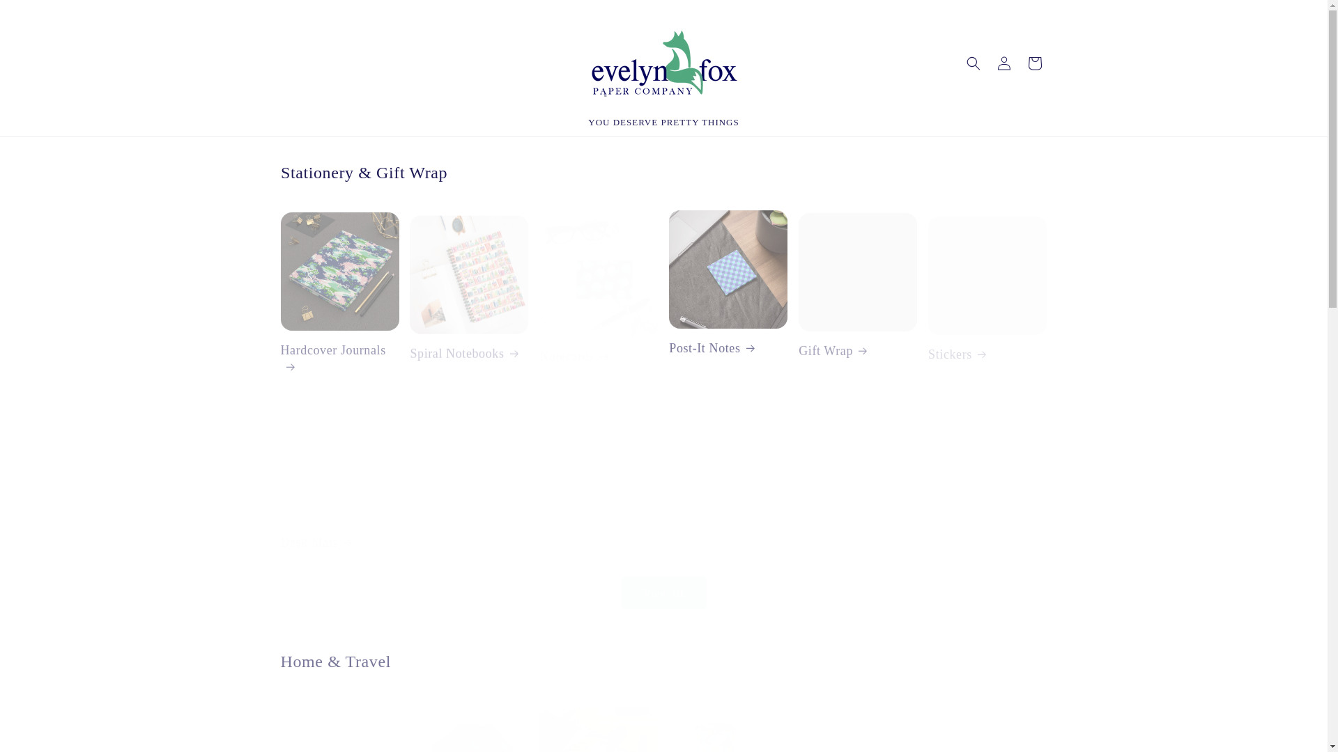 website screenshot of https://evelynfoxpaperco.com/