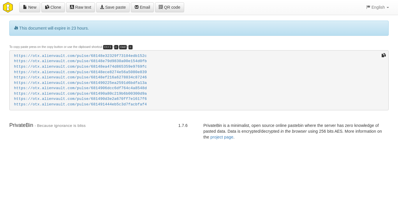 website screenshot of https://privatebin.net/?09da4f826682fe76#cSZEKhX7yzCXqcTnNyAauHP3khJXHBgMLLVwFvFyH24