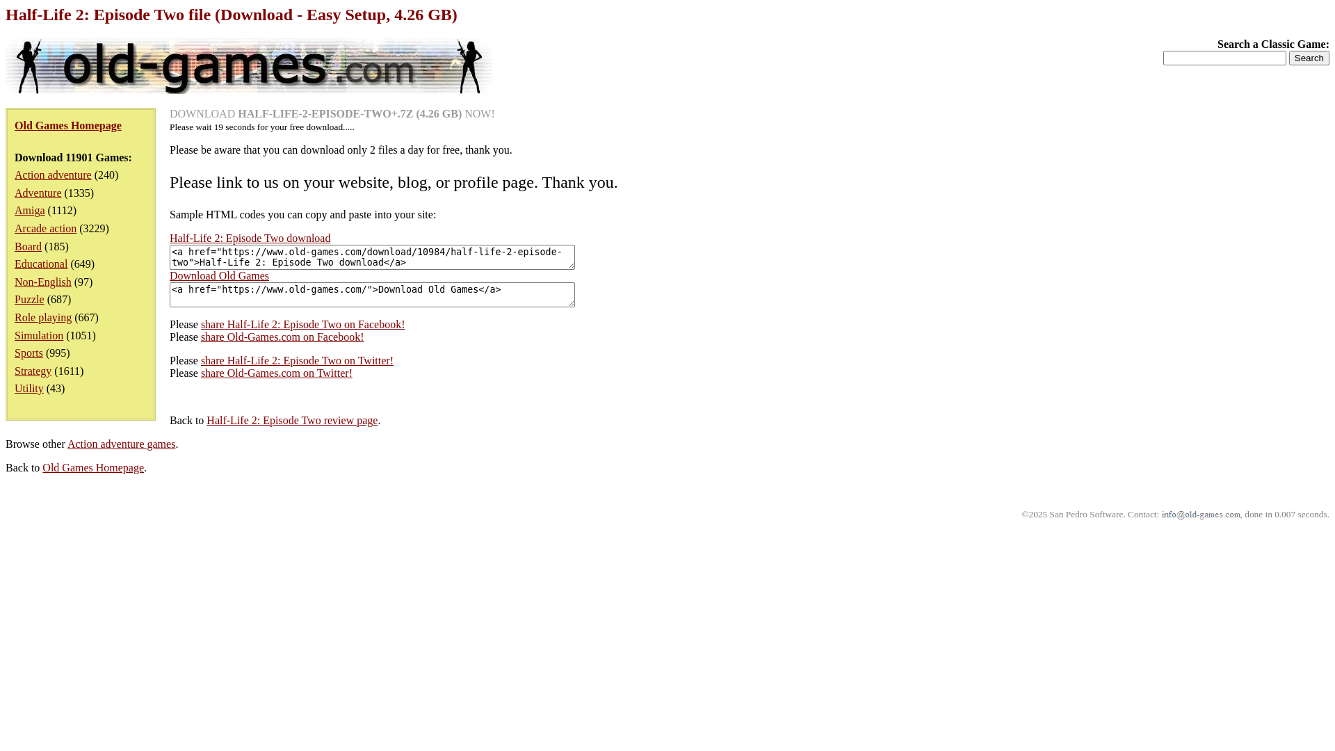 website screenshot of https://www.old-games.com/getfree/19882
