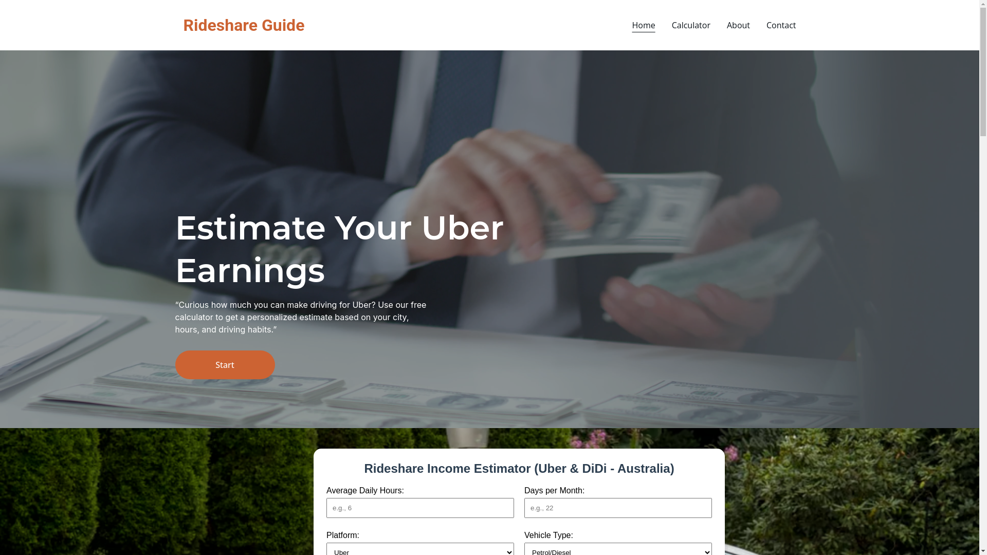 website screenshot of https://uberearningsguide.com/