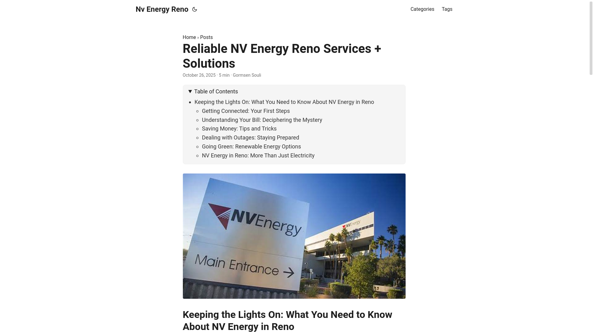 website screenshot of https://nv-energy-reno.pages.dev/